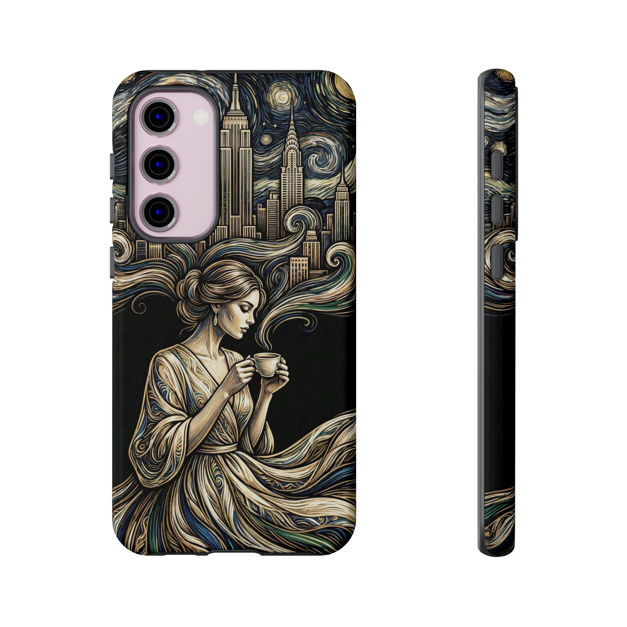 Vintage Cityscape Woman Tea Art Samsung Galaxy Phone Case