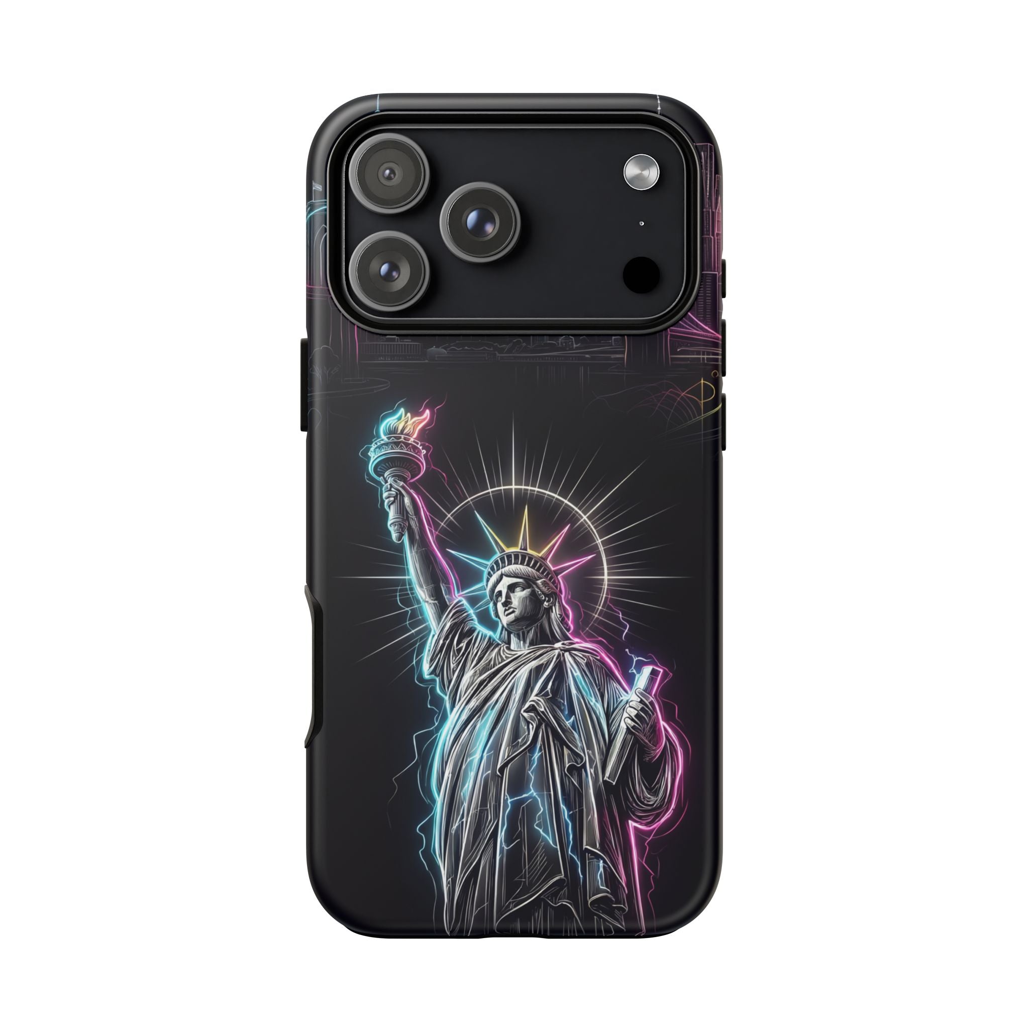 Neon Statue of Liberty Tough iPhone Case