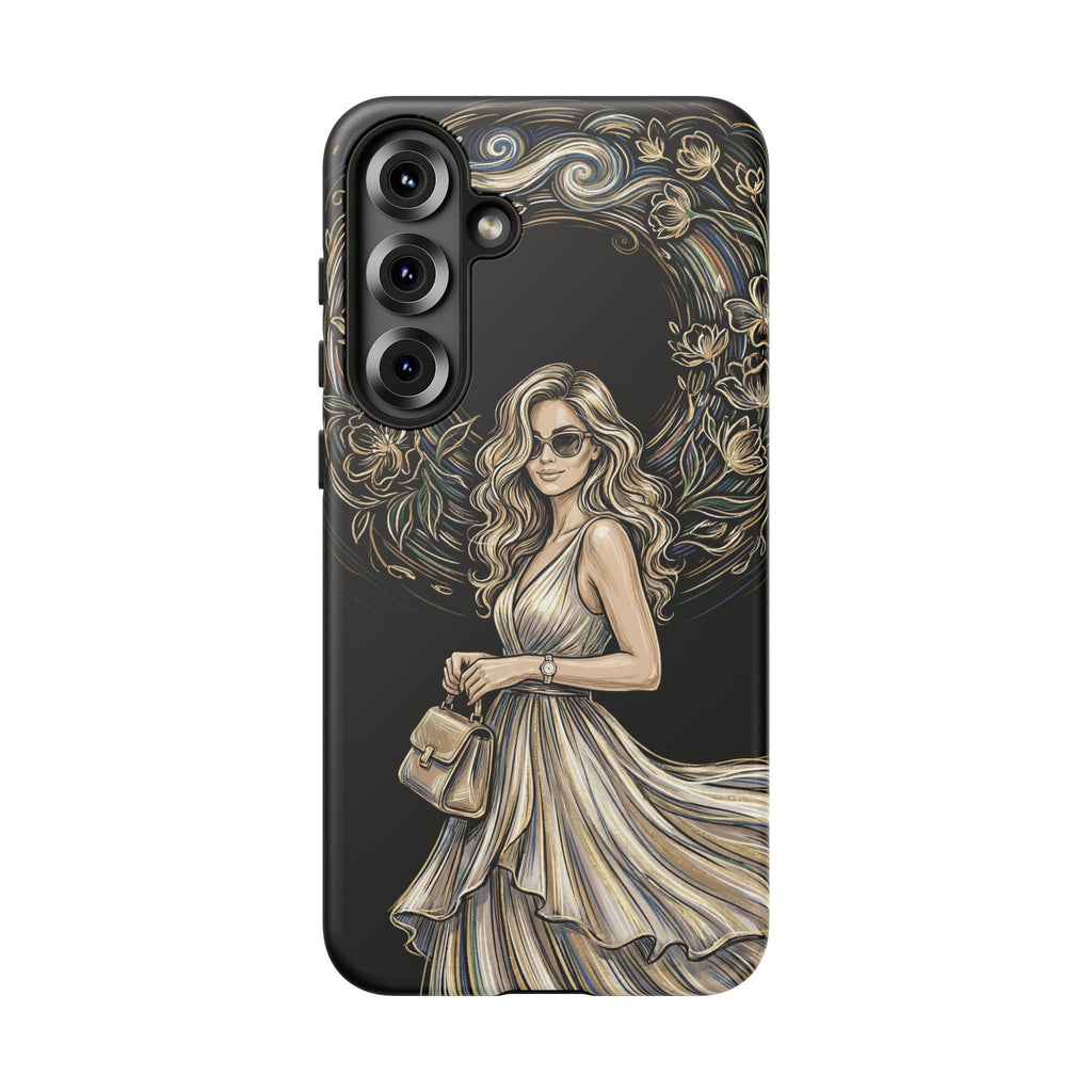 Custodia per telefono Samsung Galaxy robusta con ghirlanda floreale donna elegante