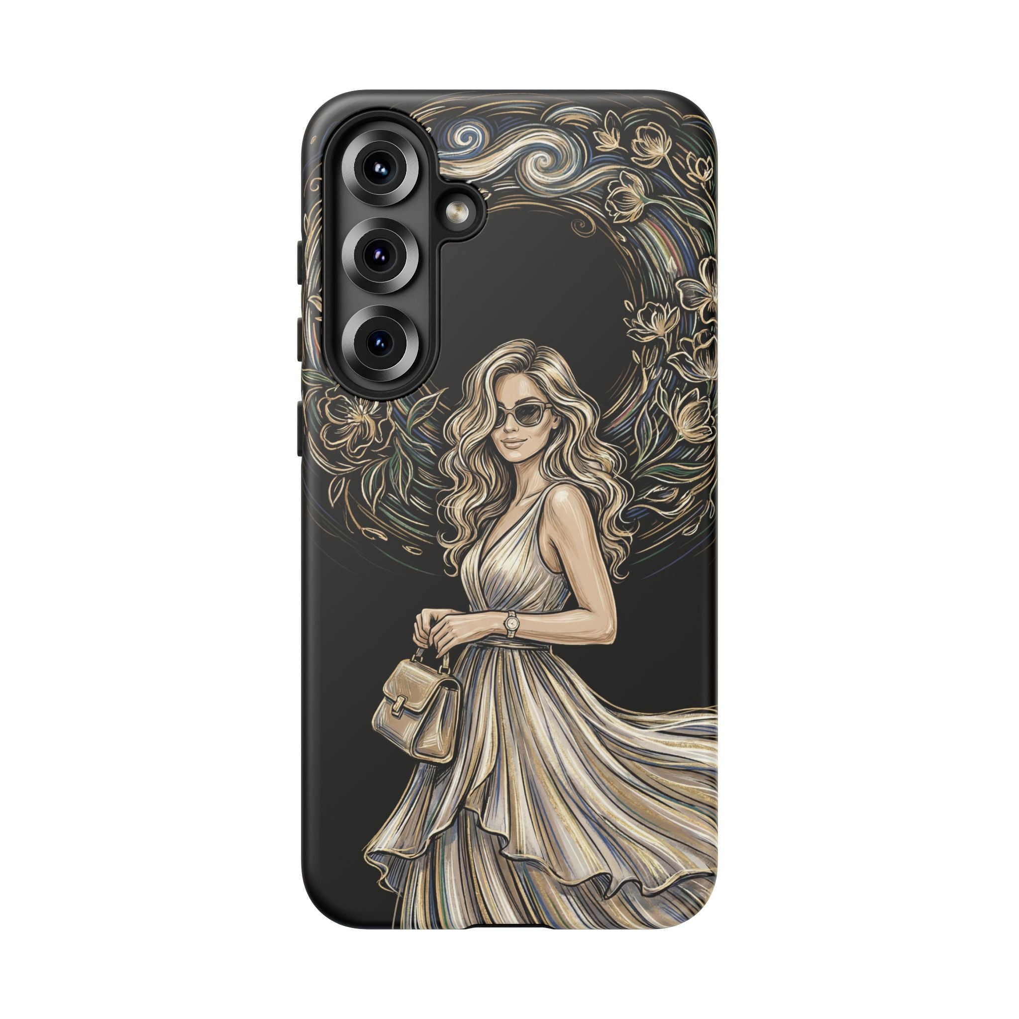 Stylish Woman Floral Wreath Tough Samsung Galaxy Phone Case