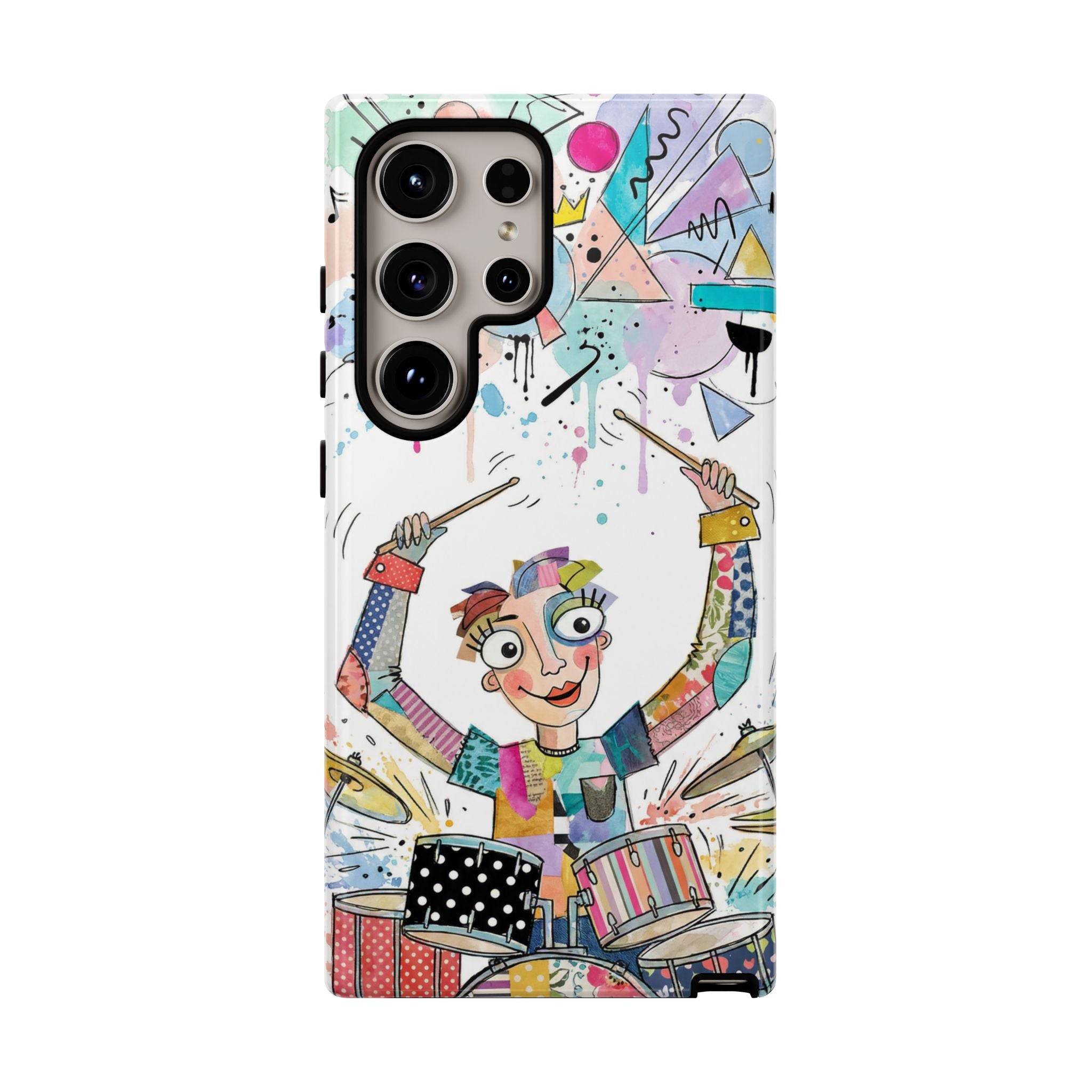 Drummer Boy Samsung Galaxy Phone Case | Colorful Cartoon Drum Kit Protective Cover