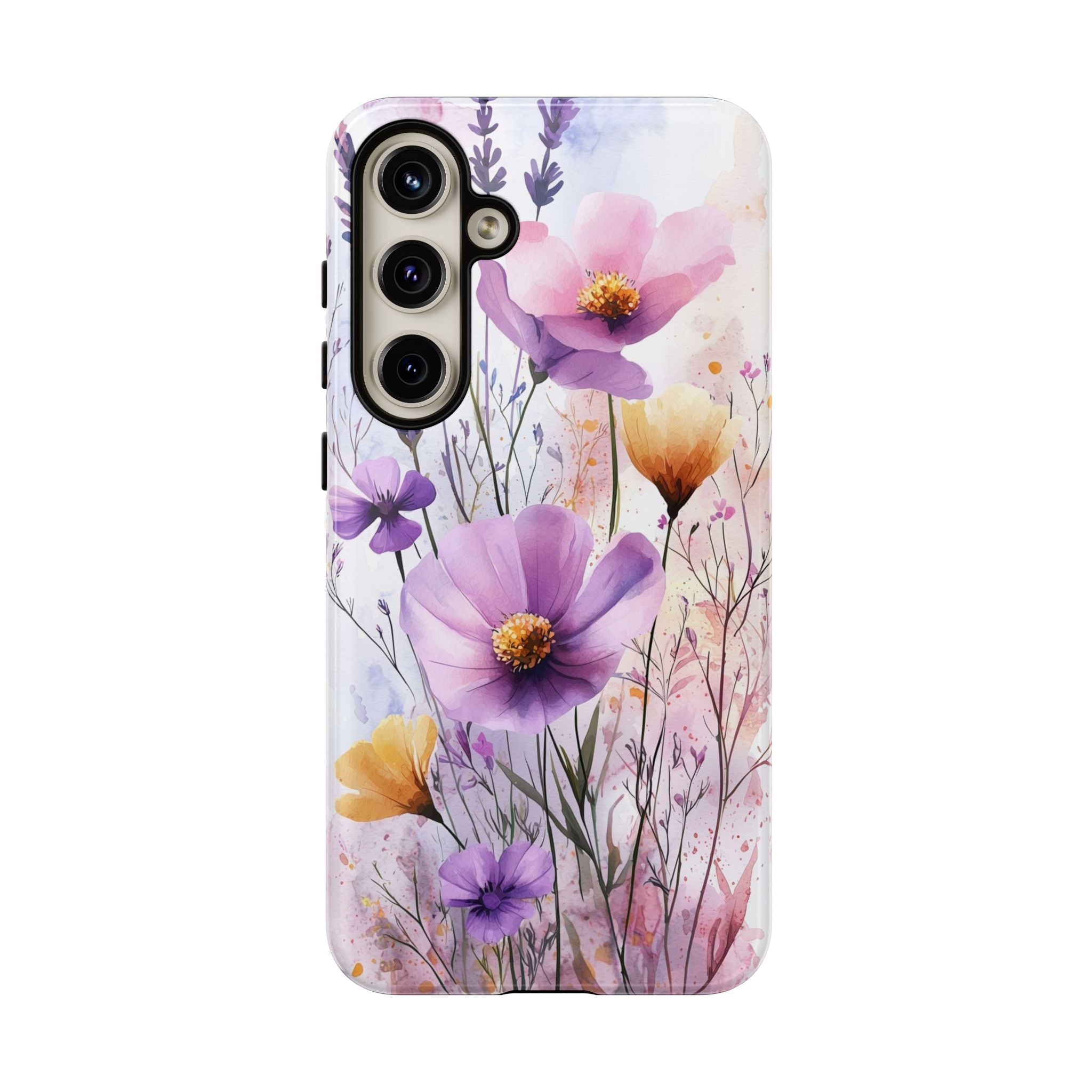 Floral Watercolour Tough Samsung Galaxy Case | Purple & Yellow Wildflowers