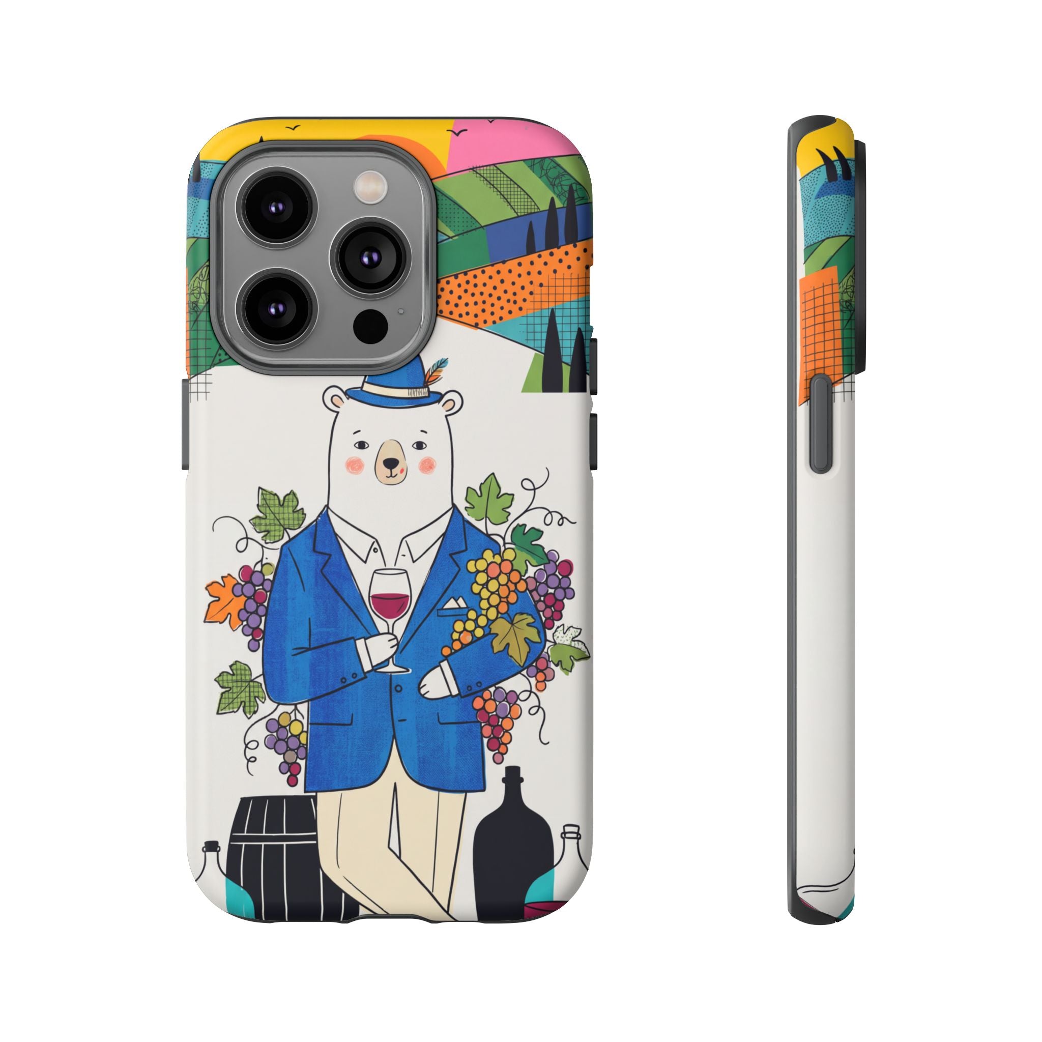 Dapper Polar Bear Wine Lover Illustrated Protective iPhone Case