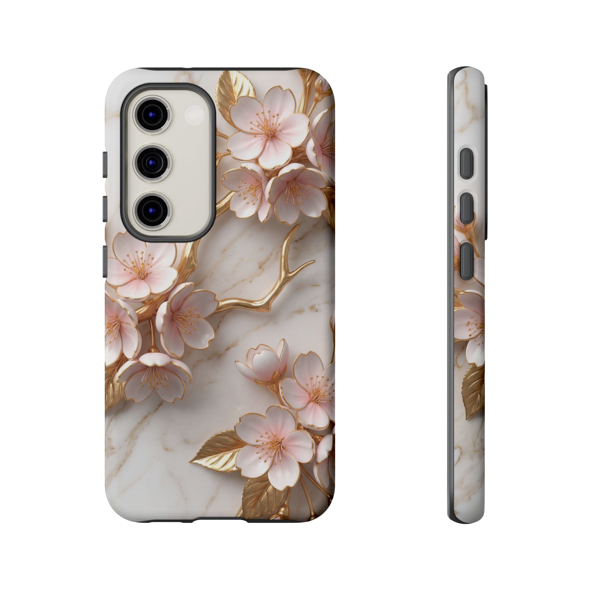 Floral Marble Samsung Galaxy Case — Sakura Gold Cherry Blossom Tough Case