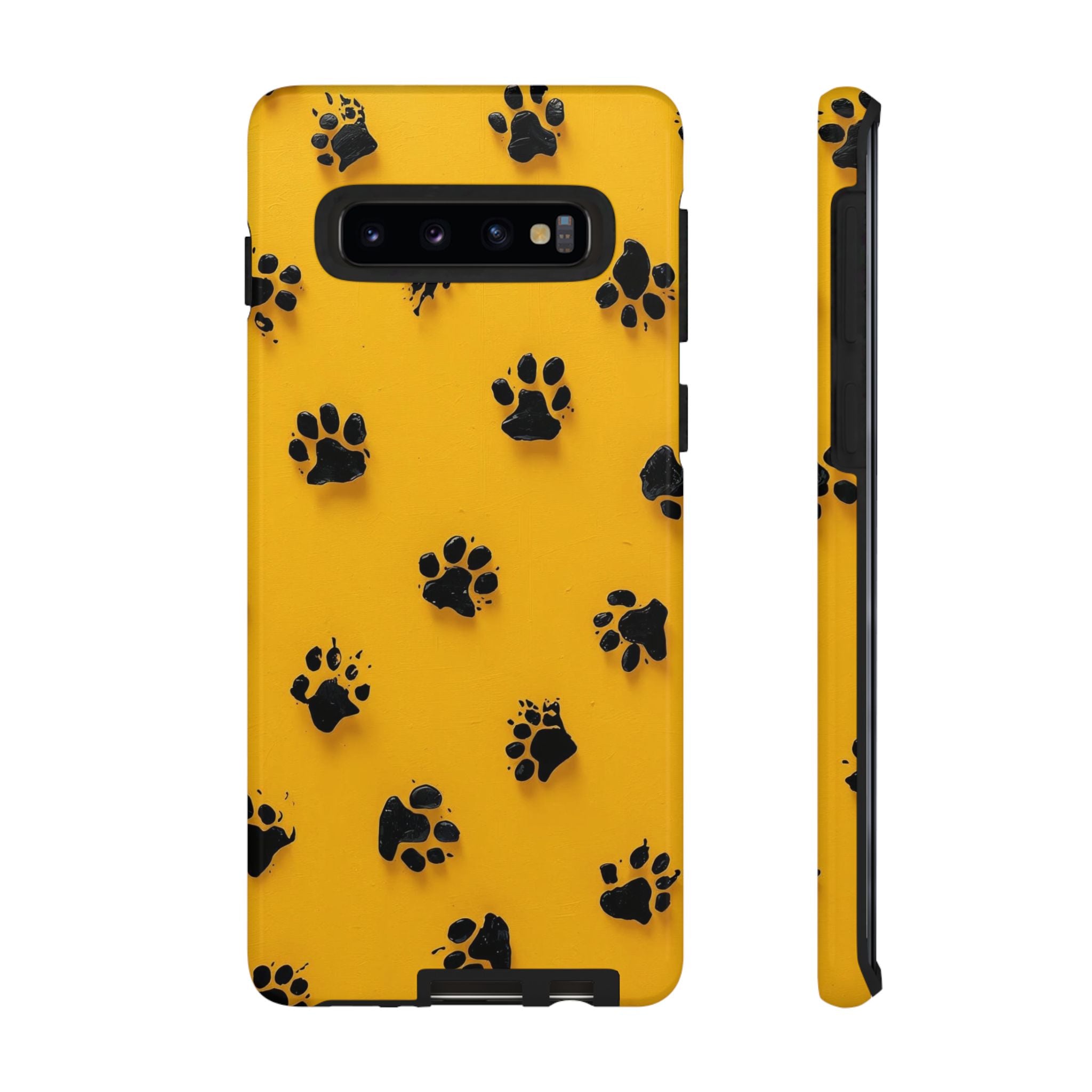 Yellow Paw Print Tough Samsung Galaxy Case — Protective Dog & Cat Lover Cover