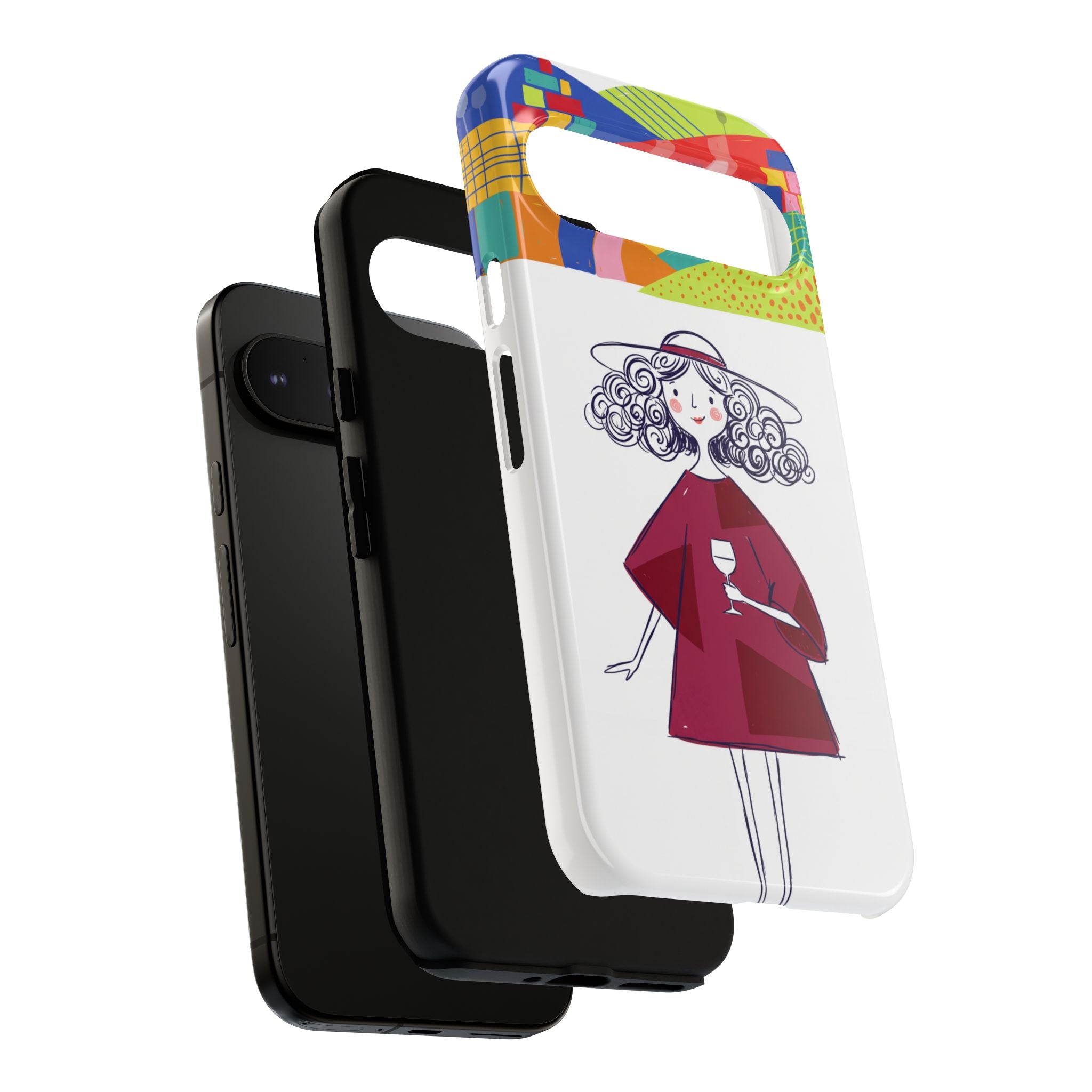 Colourful Artistic Wine Lady Google Pixel Phone Case