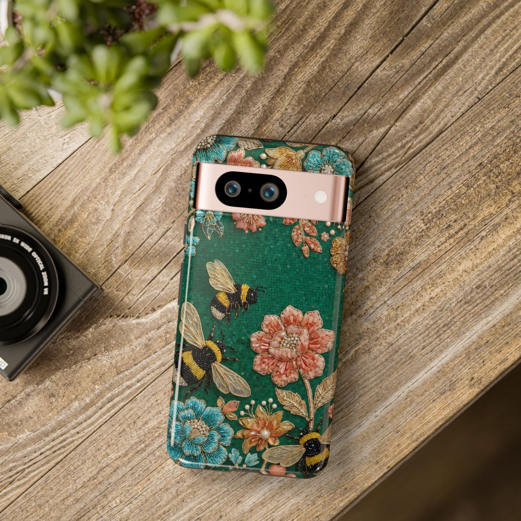 Floral Bumblebee Tough Google Pixel Phone Case | Protective Botanical Phone Cover