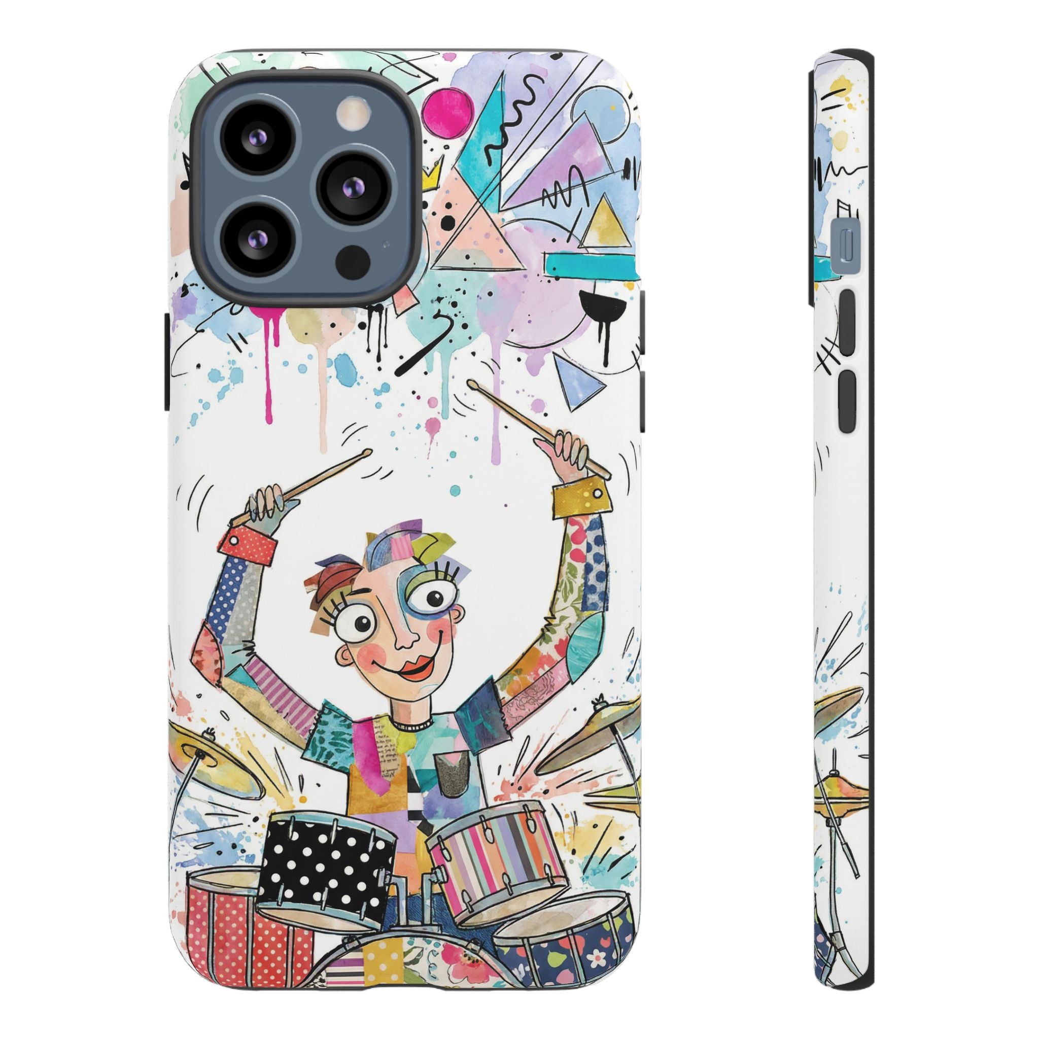 Drummer Boy iPhone Case | Colorful Cartoon Drum Kit Protective Cover
