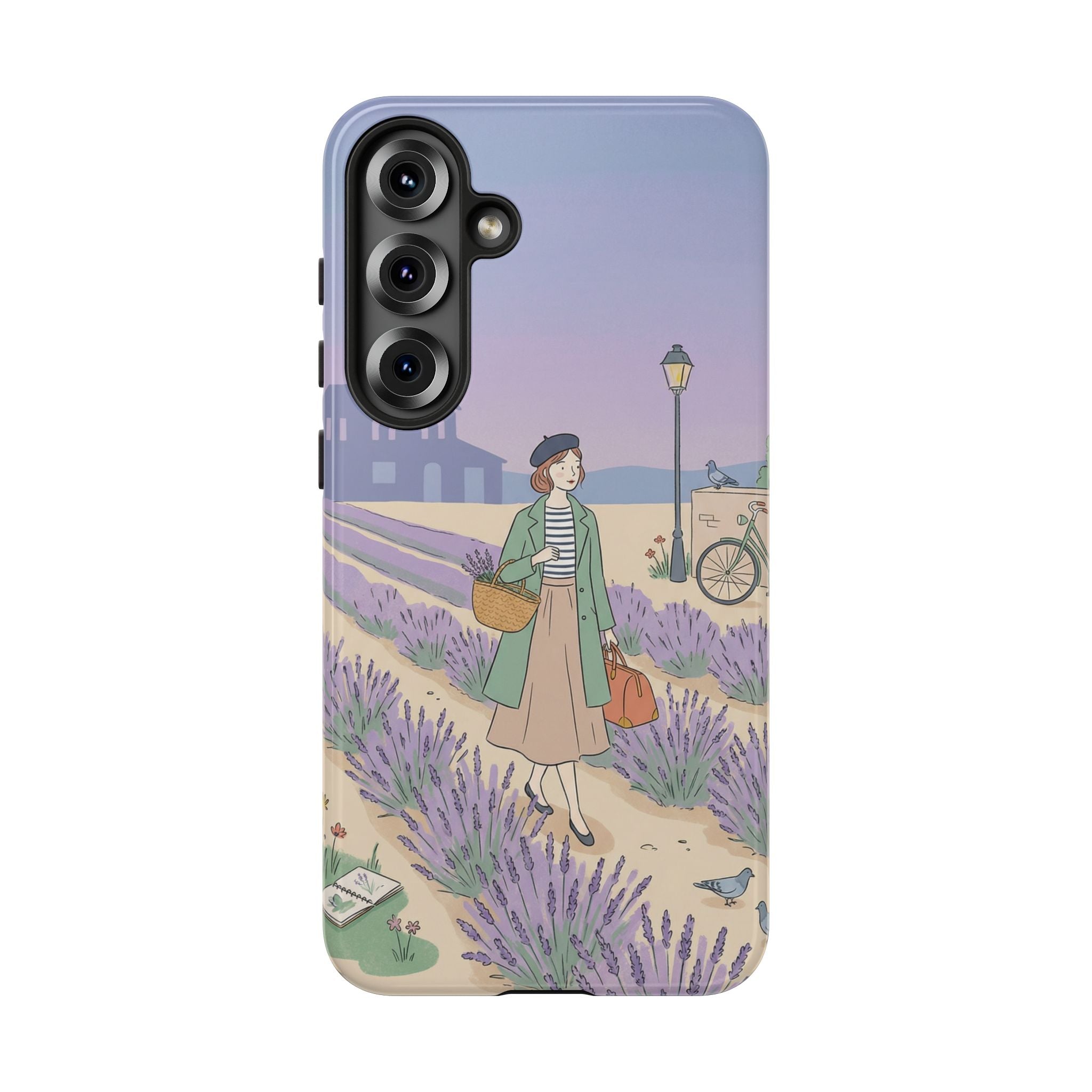 Lavender Field Samsung Galaxy Phone Case | Vintage Travel Illustration Protective Case