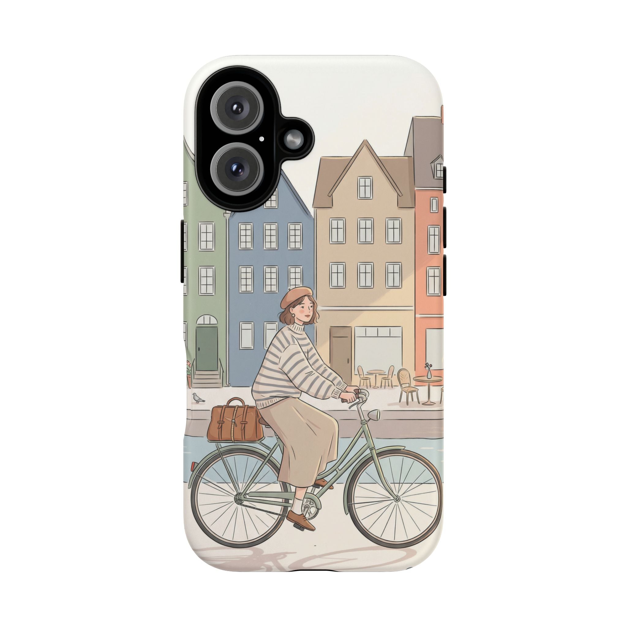 City Bike iPhone Case | Cozy European Street Illustration Tough Cases