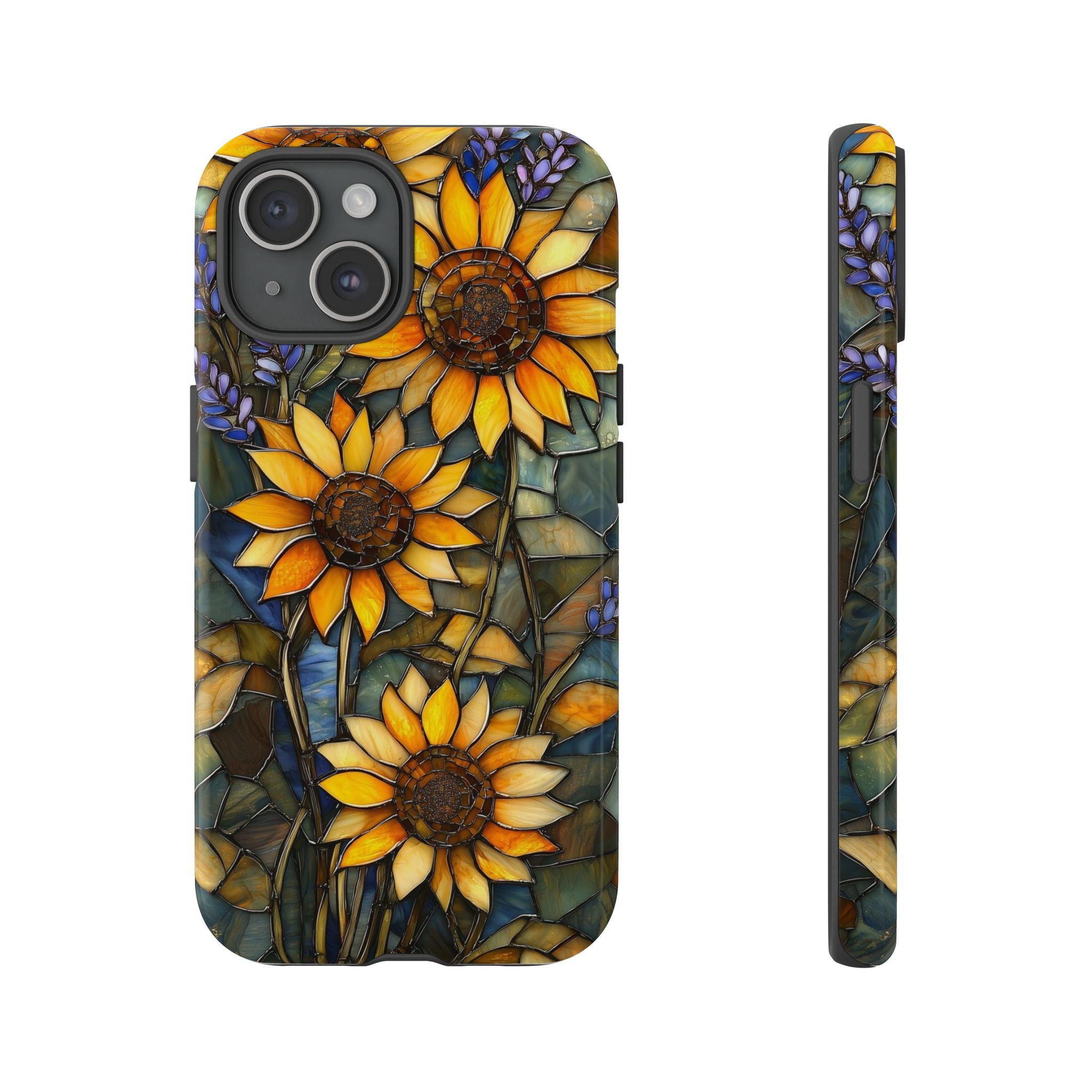 Sunflower Stained Glass Tough iPhone Case | Floral Protective Cover