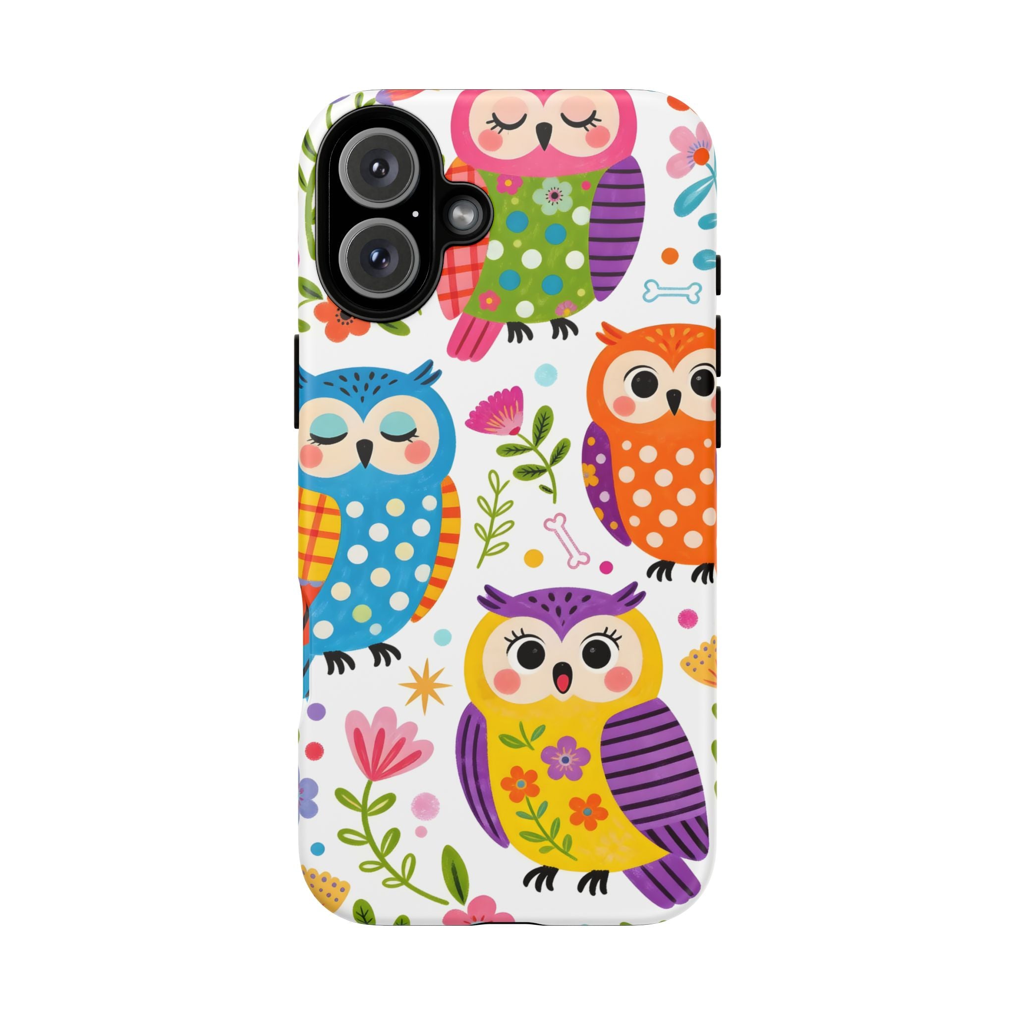 Cute Colorful Owls iPhone Case | Cute Owl Pattern Tough Case