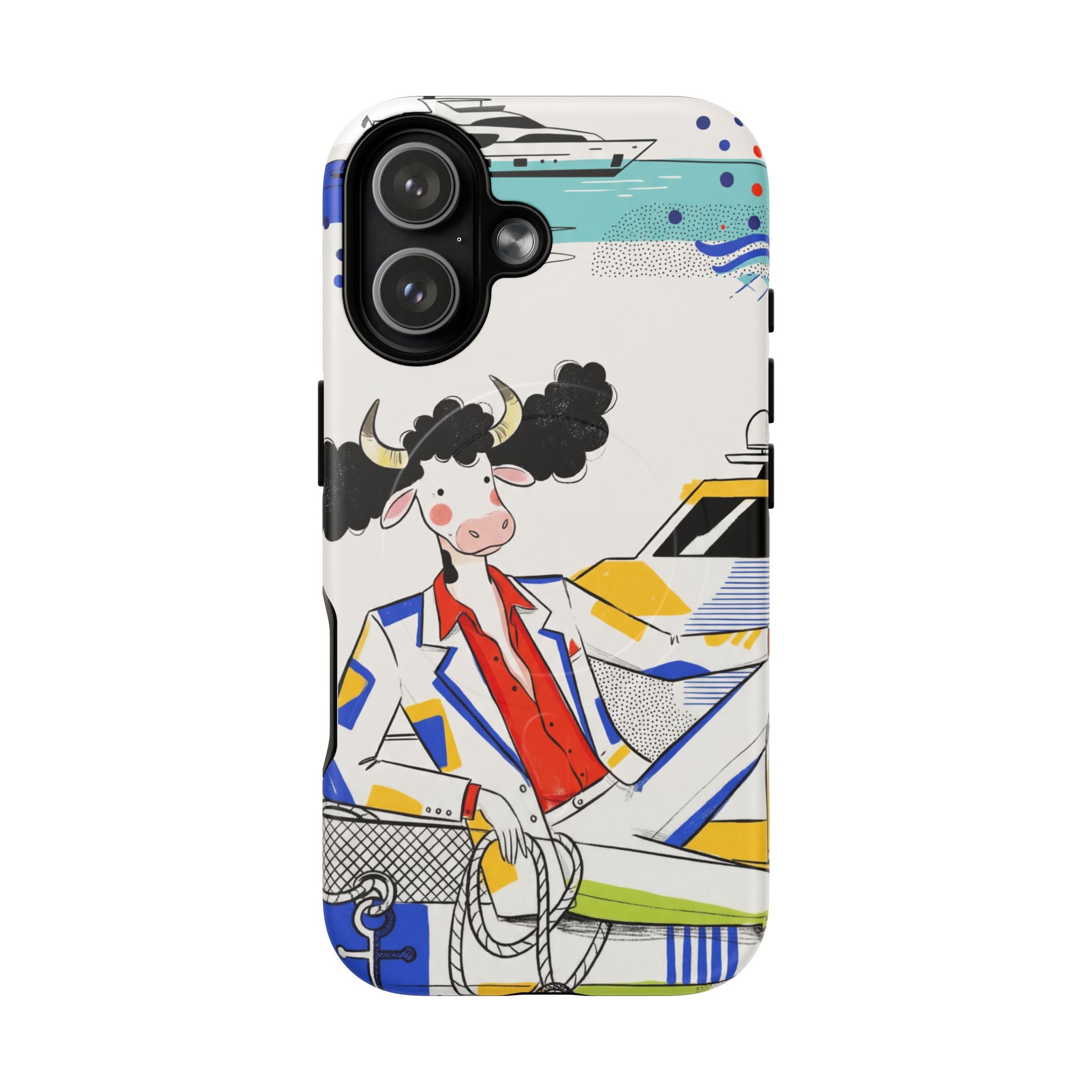 Nautical Cow Graphic Protective MagSafe iPhone Case