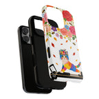 Floral Rainbow Cat Tough iPhone Case — Colorful Pilates Cat Design