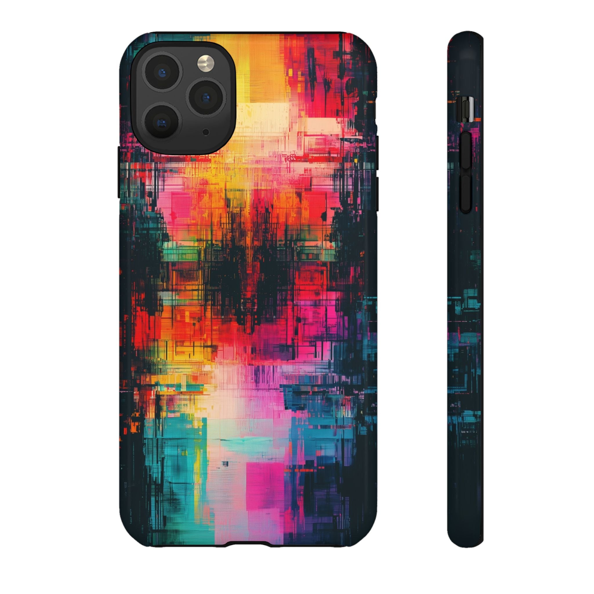 Abstract Neon Glitch Art Tough iPhone Case