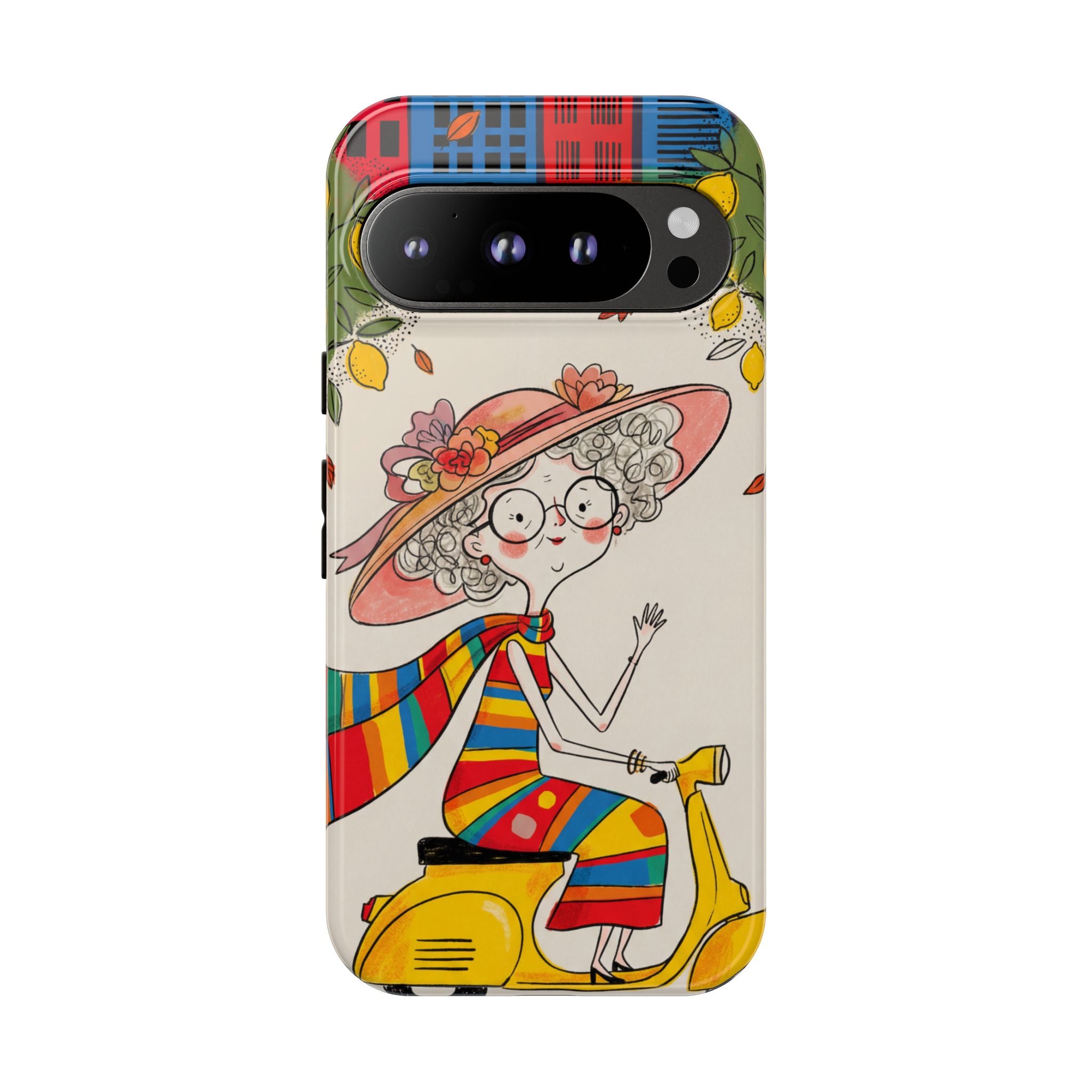 Vintage Scooter Granny Google Pixel Phone Case | Colourful Retro Elderly Lady Design