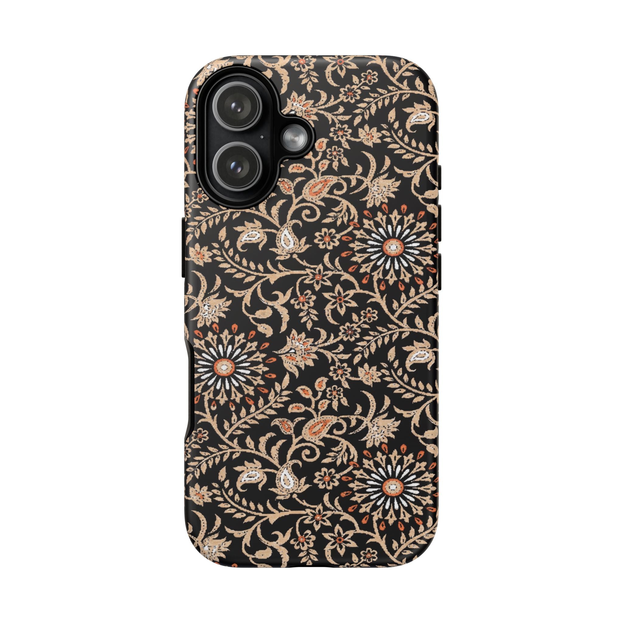 Batik Floral Black Ornate Daisies Tough iPhone Case