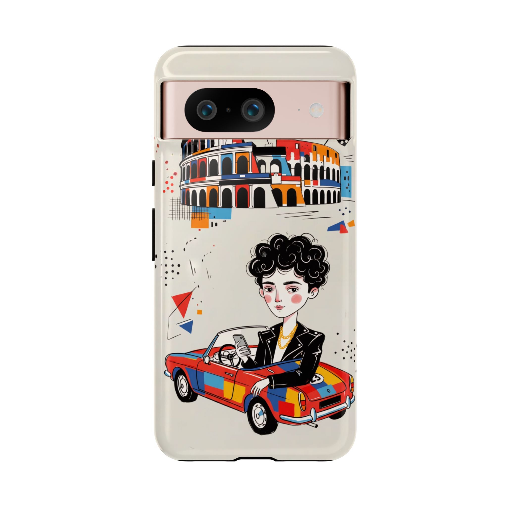 Retro Mille Miglia Car Illustration with Driver Google Pixel Phone Case