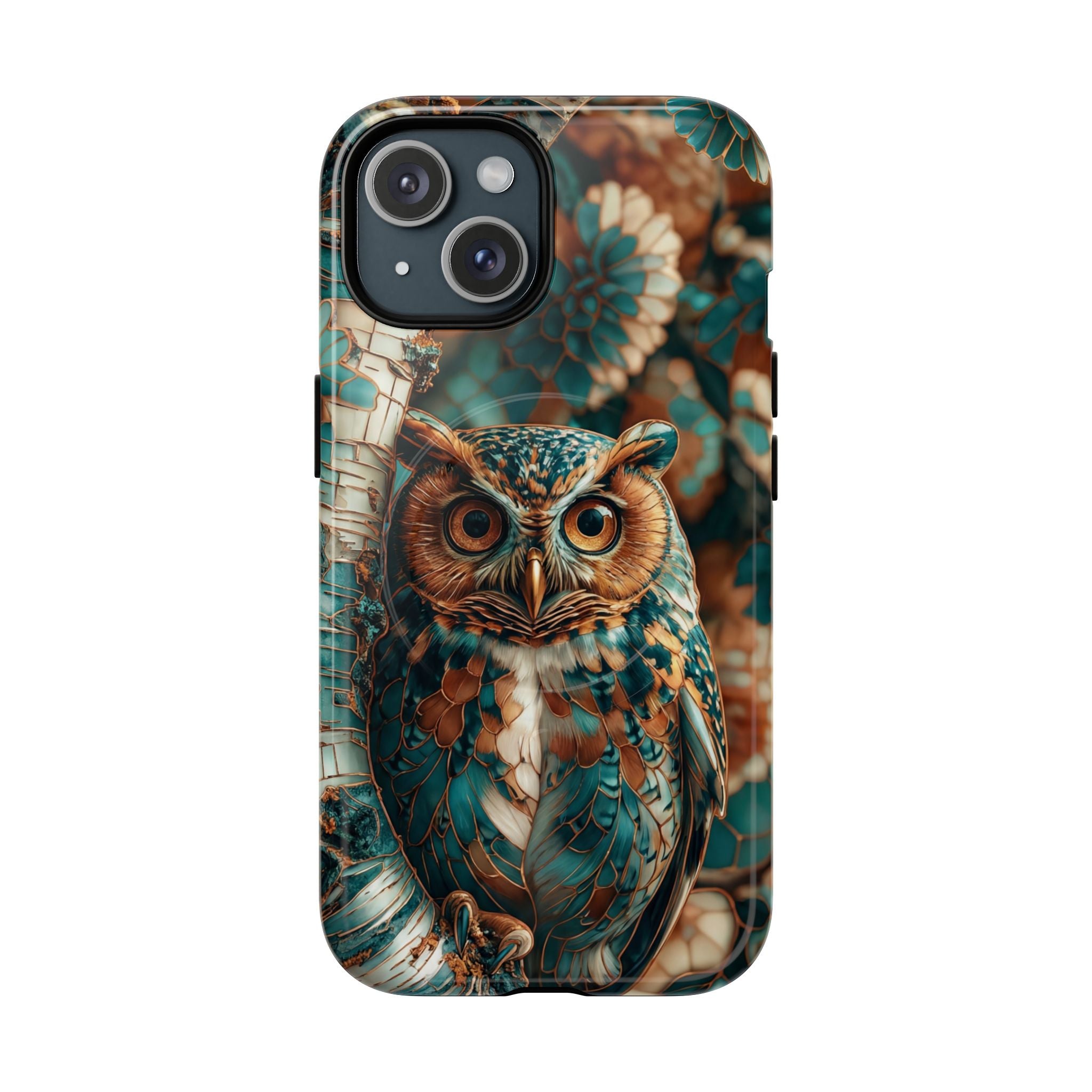 Custodia MagSafe resistente per iPhone con motivo a mosaico gufo