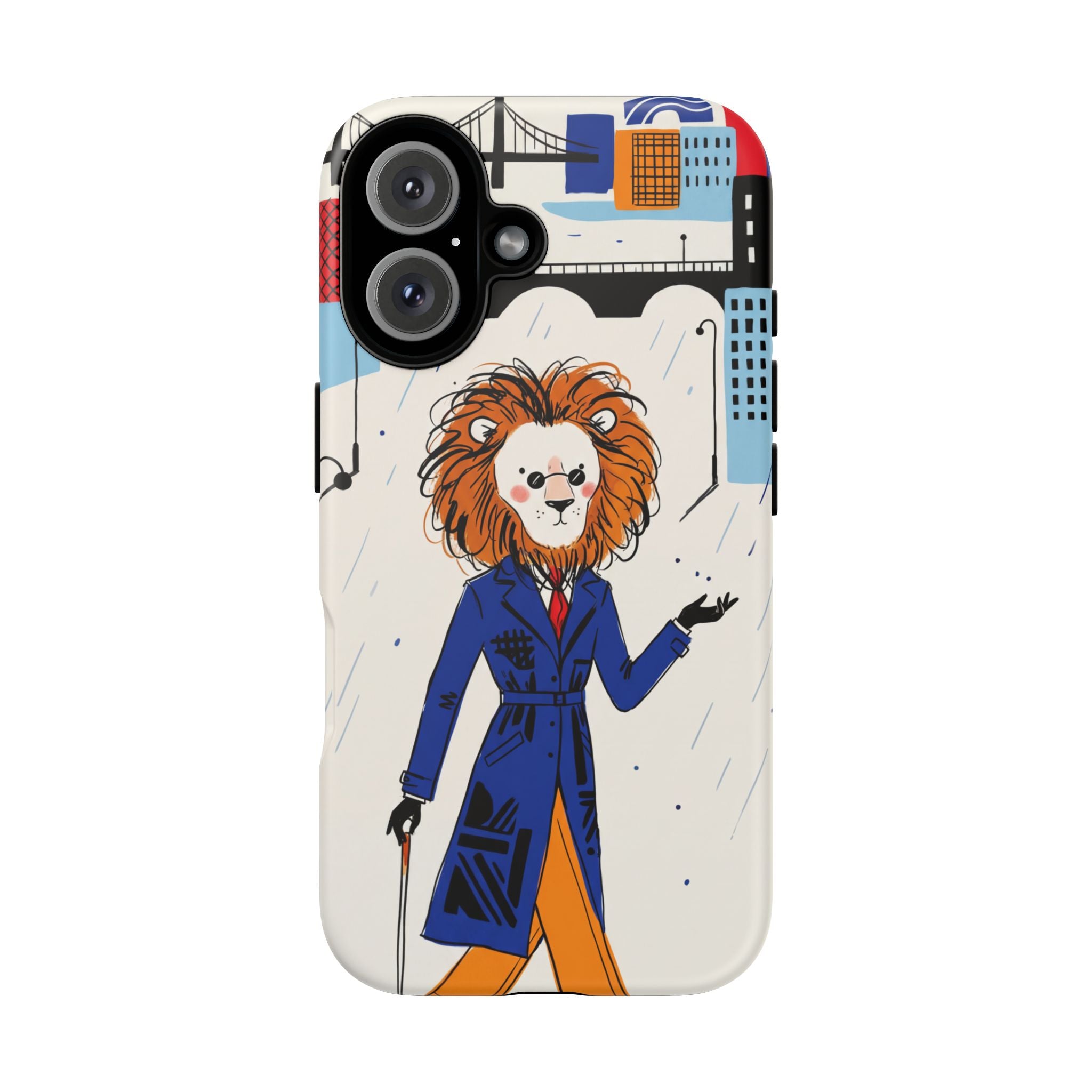 Lion Gentleman iPhone Case | Dapper Lion in City Rain