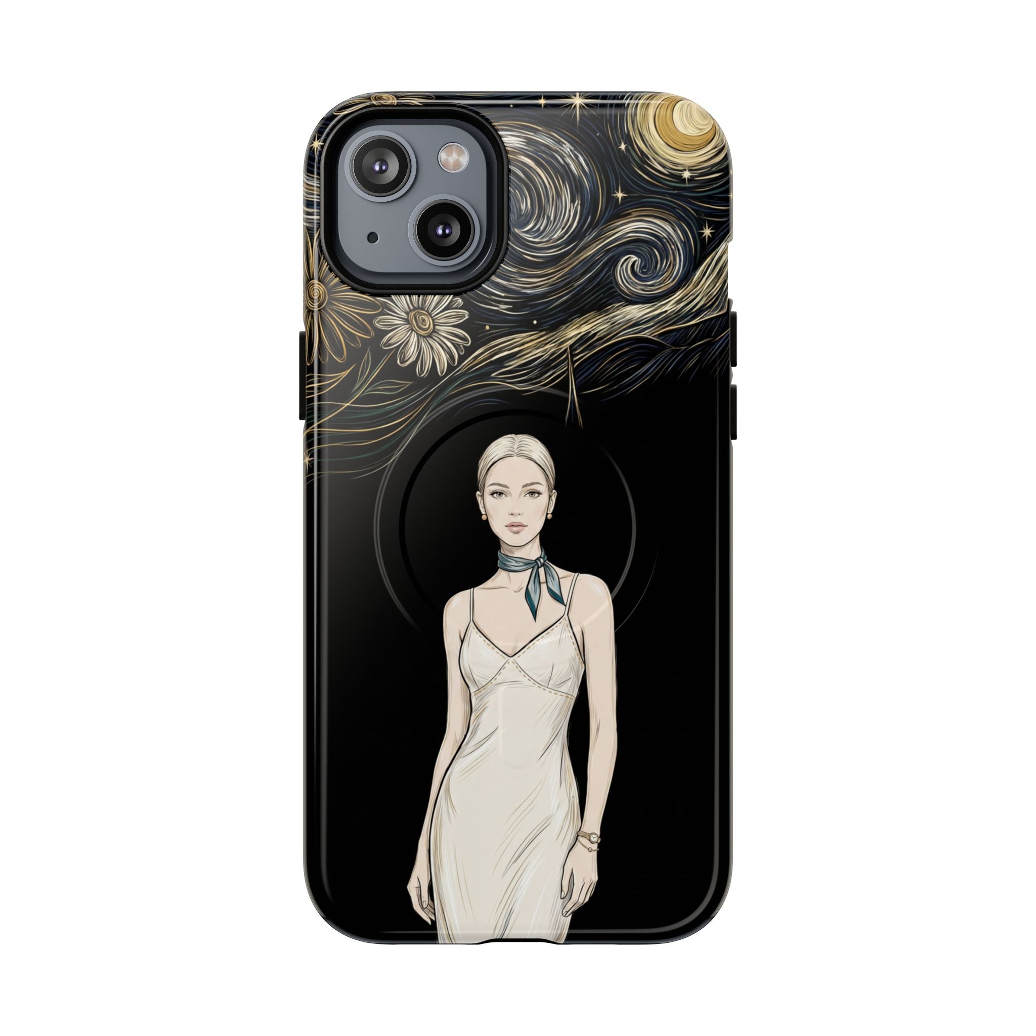 Starry Night Fashion MagSafe iPhone Case | Elegant Woman Illustration