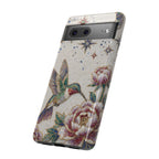 Custodia protettiva per Google Pixel con colibrì floreale | Cover protettiva con accento a stella vintage
