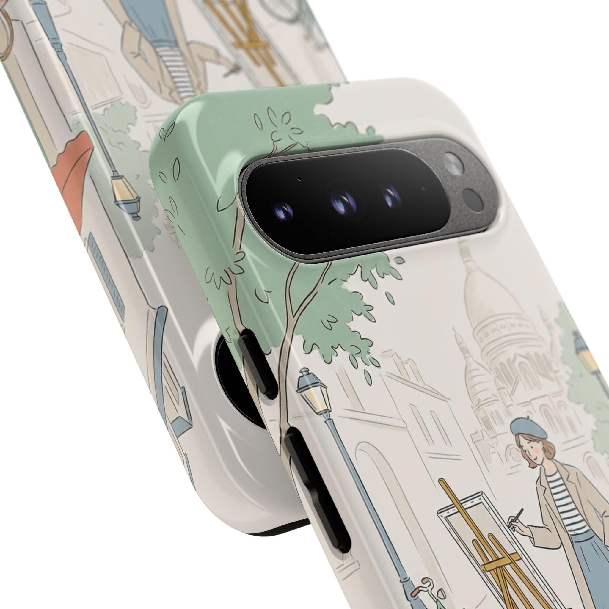 Artist in Paris Google Pixel Phone Case | Vintage Painter Street Scene Protective Cover