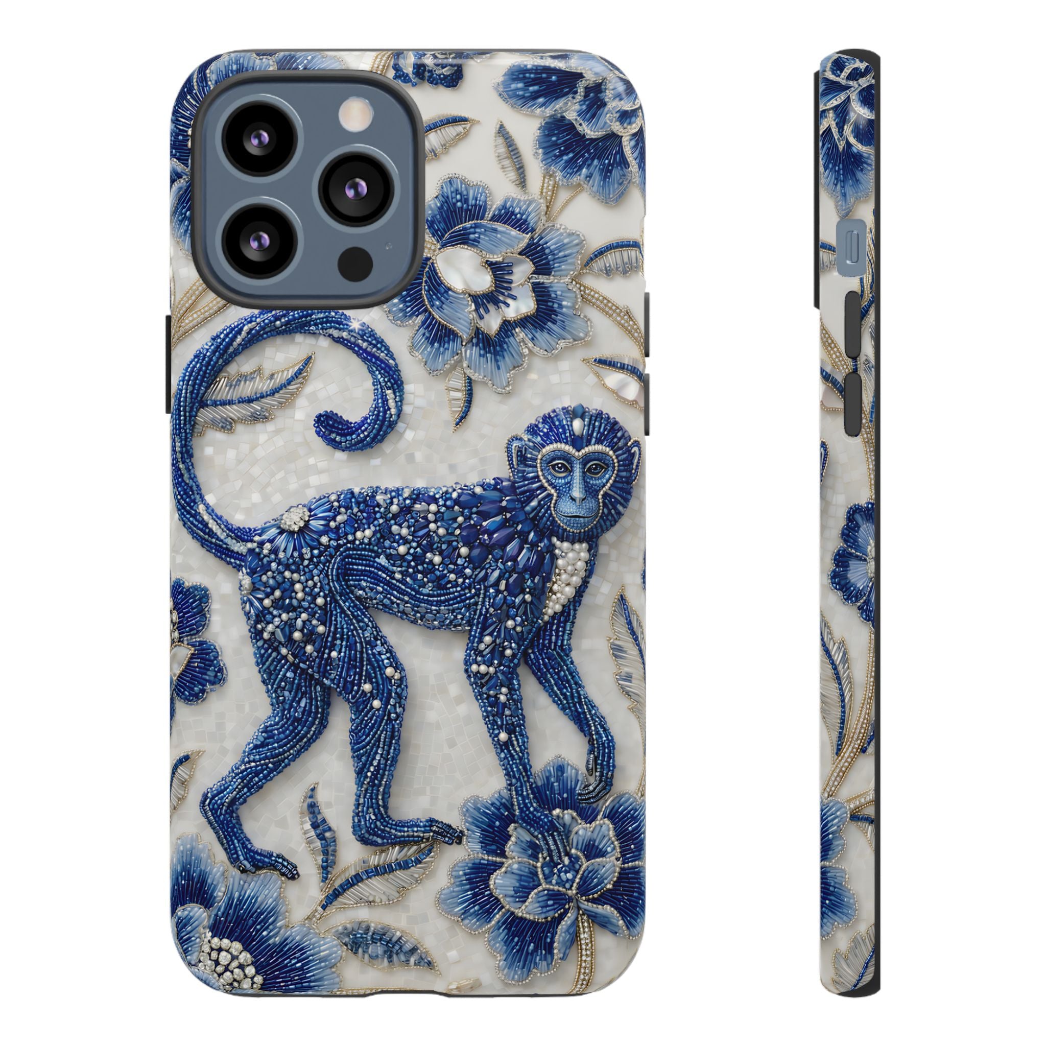 Asian Zodiac Monkey iPhone Case | Blue & White Porcelain Art Protective Case | Year of the Monkey Gift