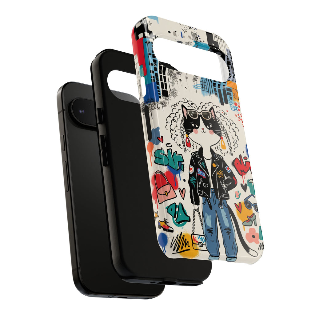 Punk City Cat Graffiti Design Google Pixel Phone Case