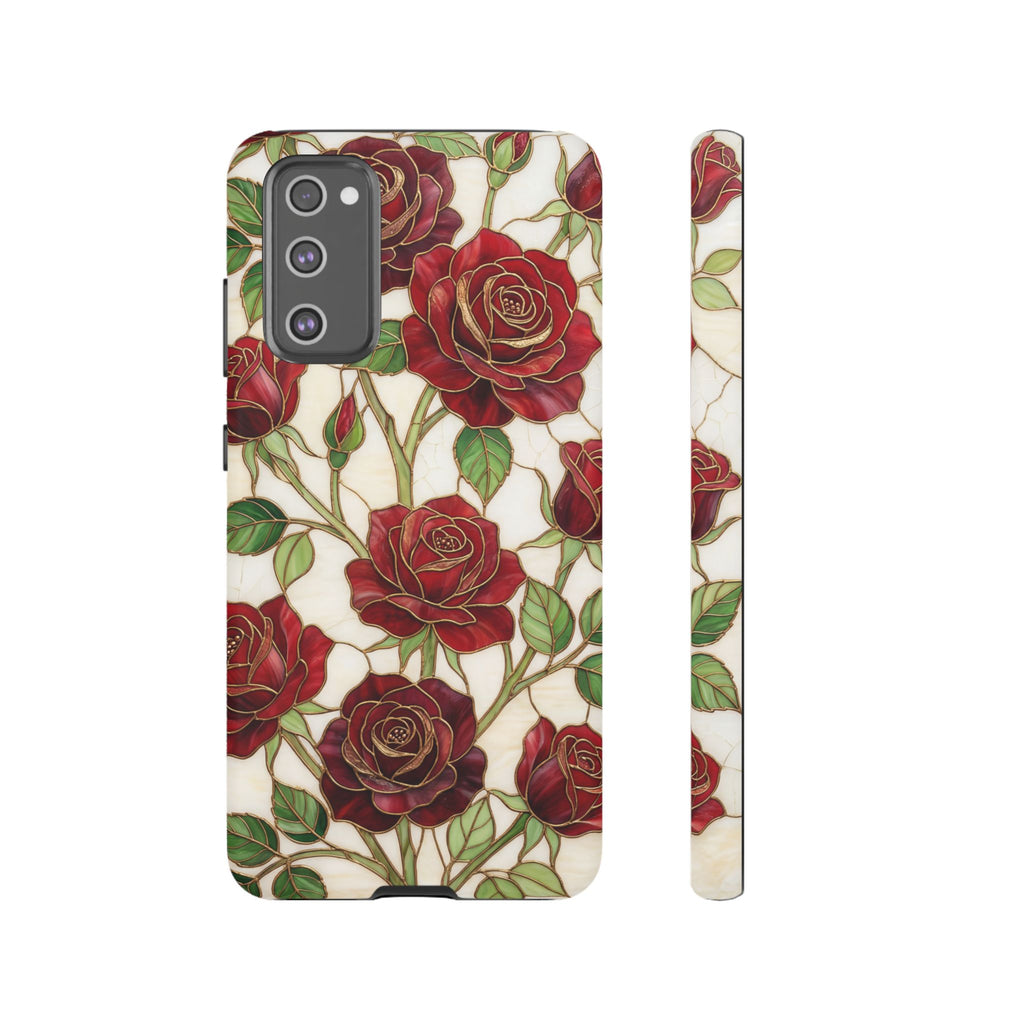 Custodia resistente per Samsung Galaxy con motivo floreale vintage a rosa rossa