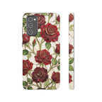 Custodia resistente per Samsung Galaxy con motivo floreale vintage a rosa rossa