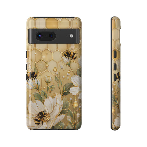 Bee Floral Google Pixel Phone Case | Honeycomb Wildflower Cover