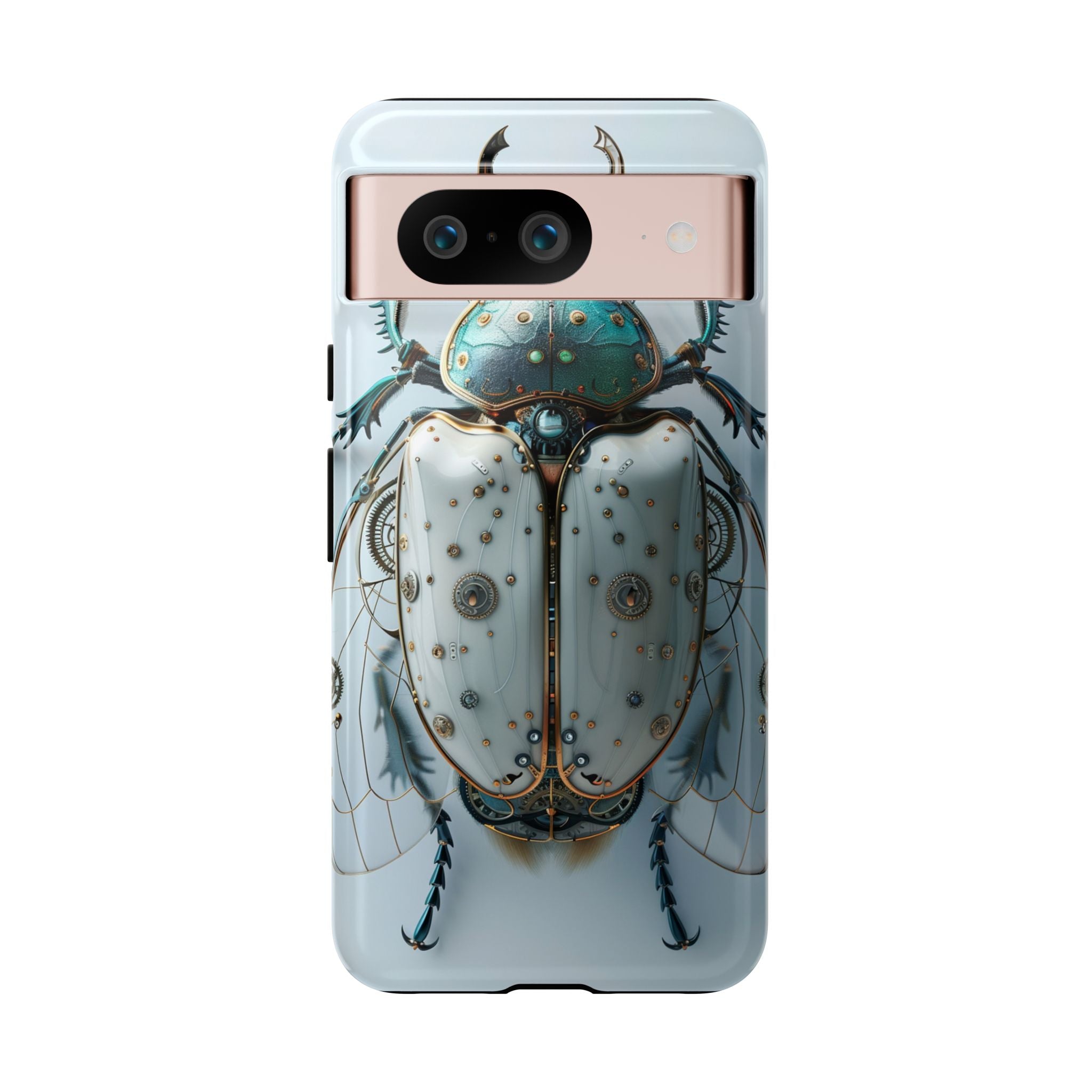 Steampunk White Beetle Protective Tough Google Pixel Case