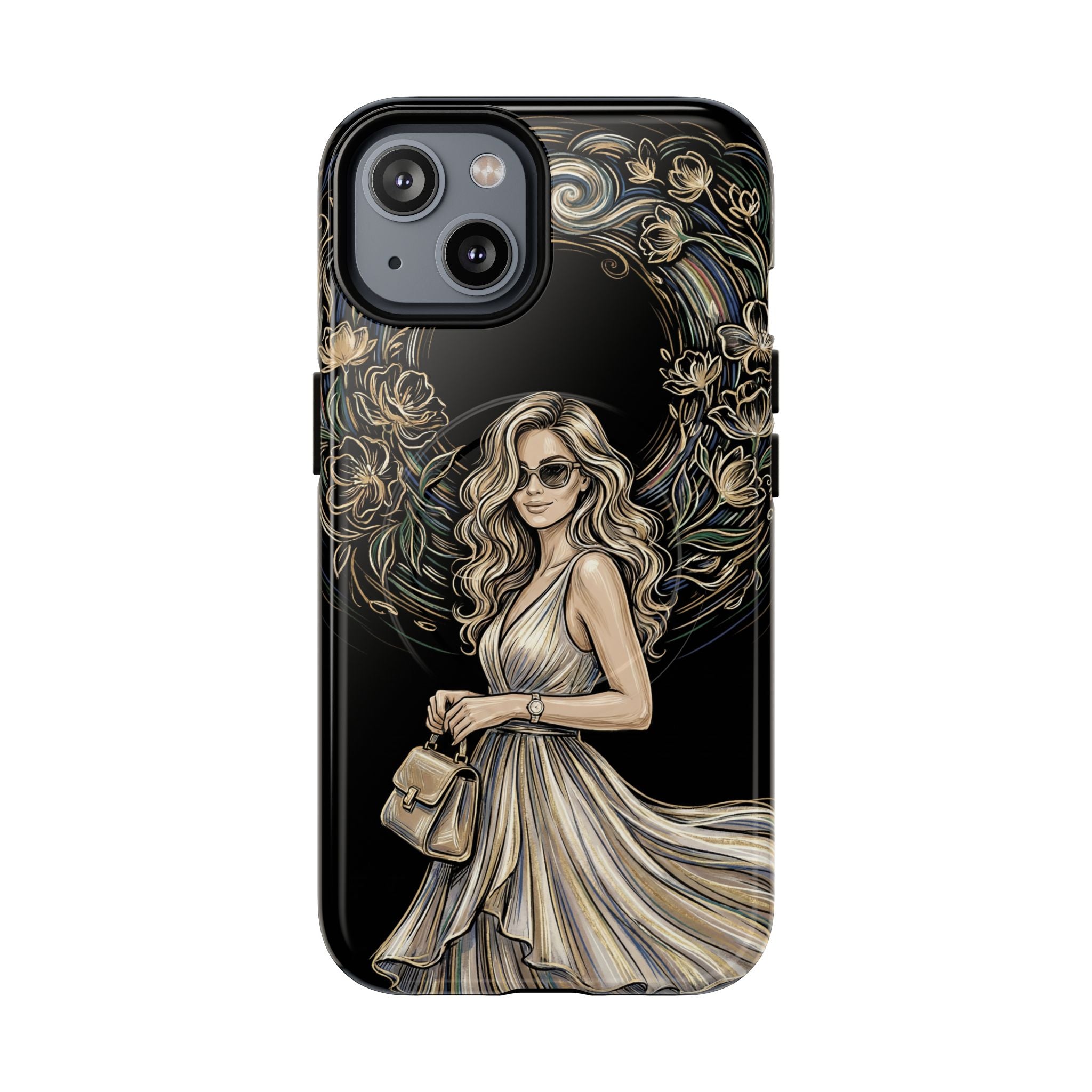 Stylish Woman Floral Wreath Tough MagSafe iPhone Case