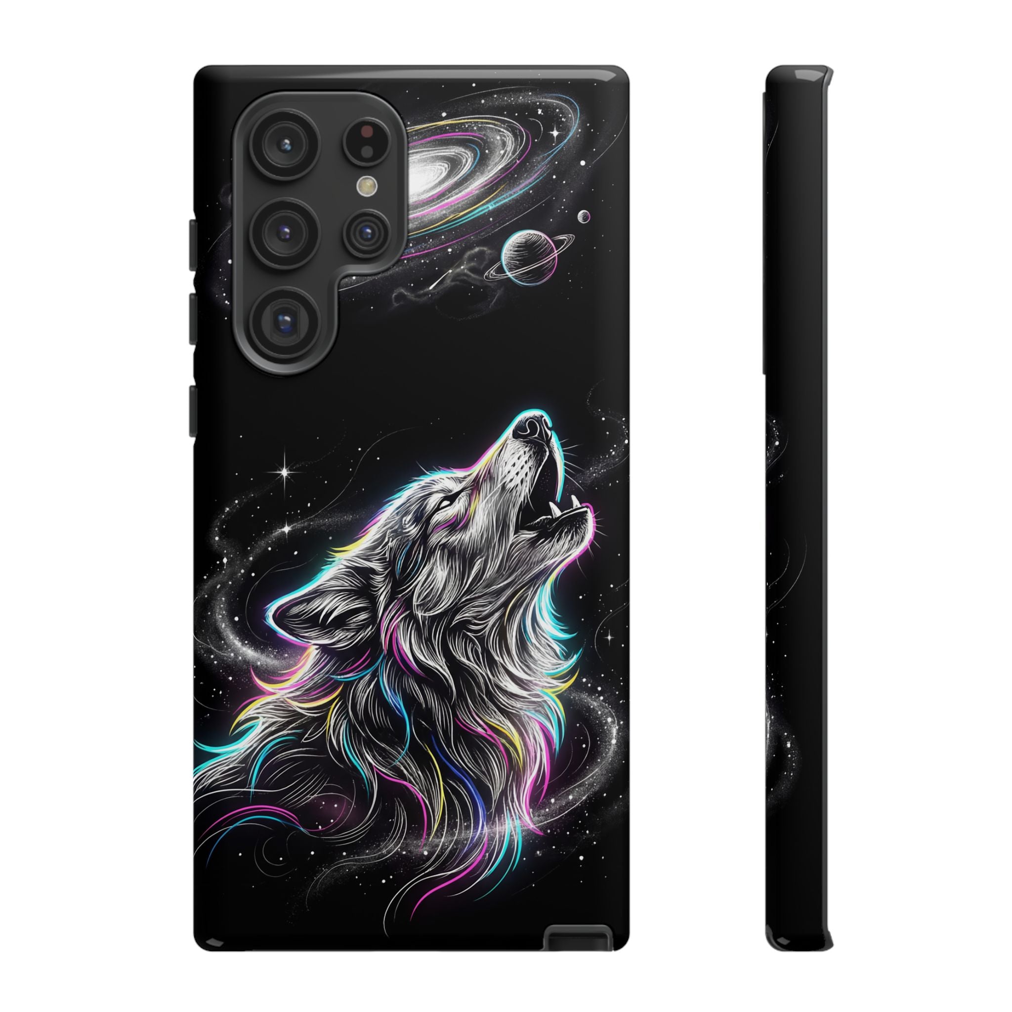 Wolf Galaxy Tough Samsung Galaxy Phone Case | Colorful Howling Wolf Space Design