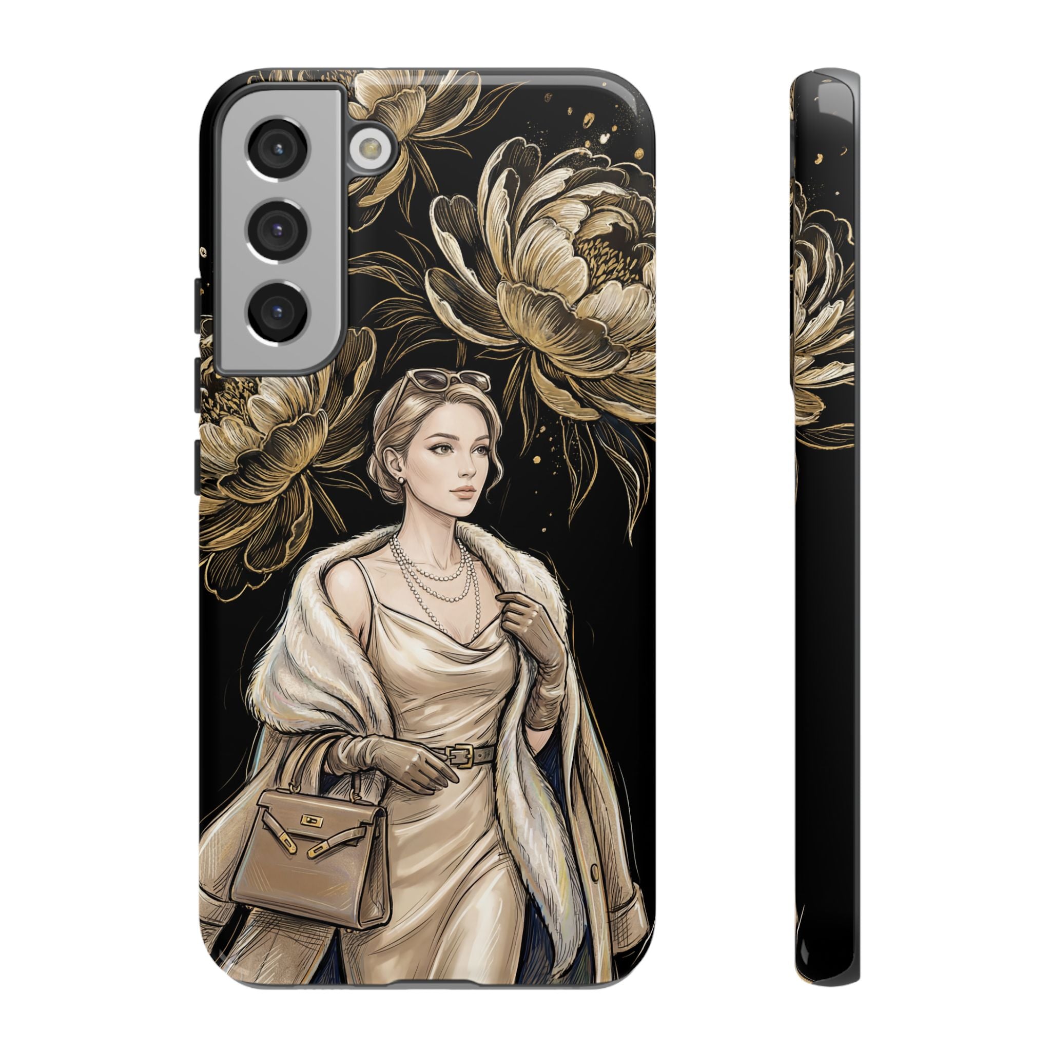 Elegant Vintage Lady Floral Samsung Galaxy Phone Case | Chic Protective Cover for Women