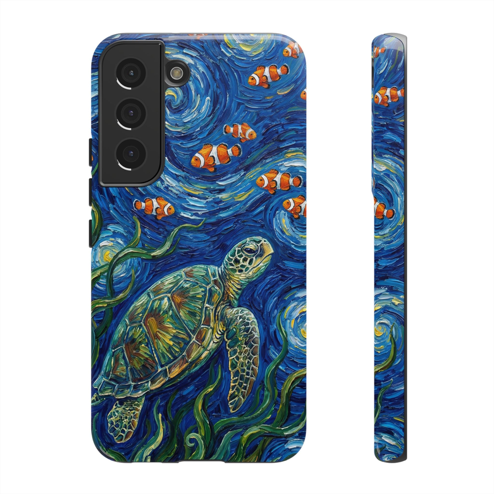 Sea Turtle & Clownfish Tough Samsung Galaxy Case | Van Gogh Style Ocean Art