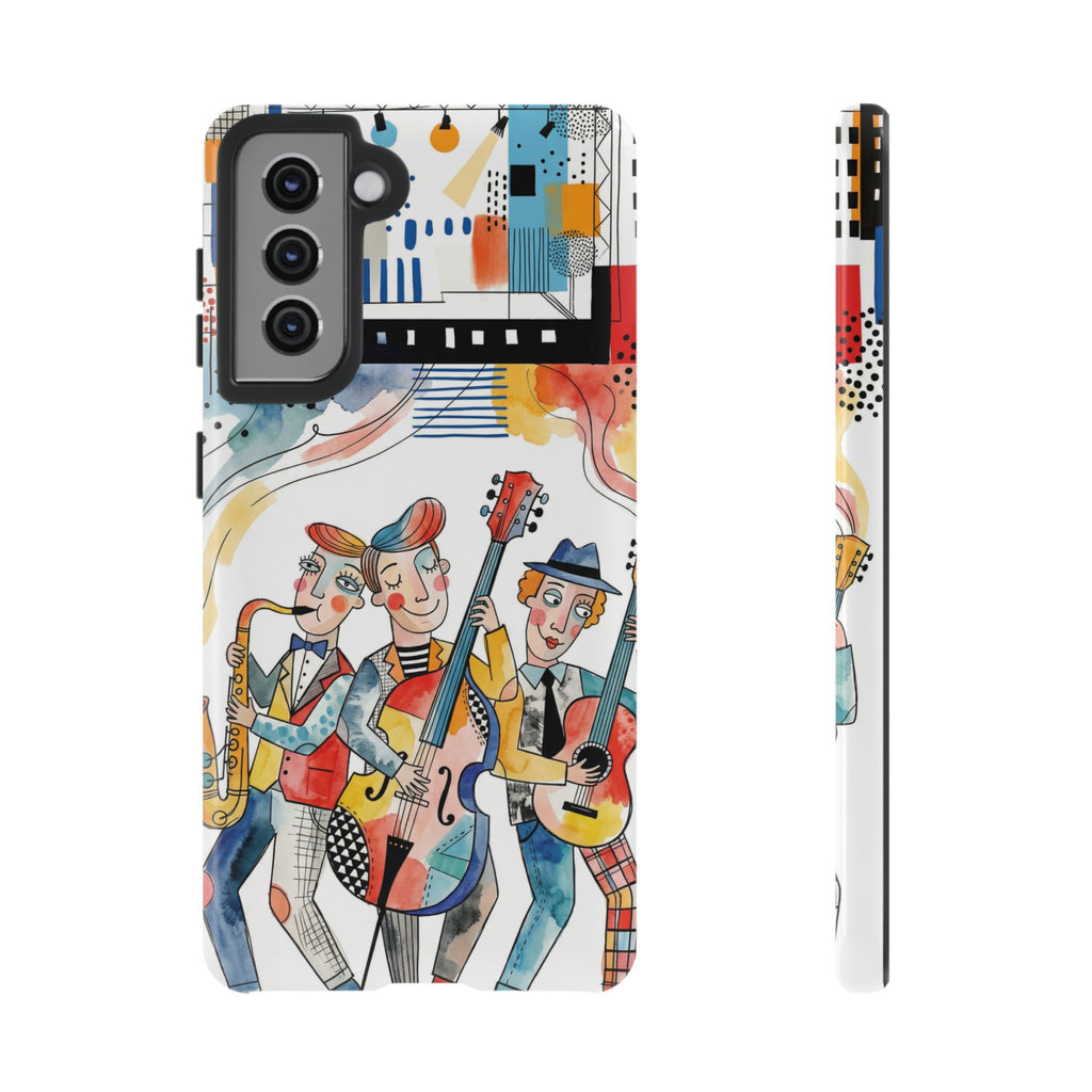 Custodia per Samsung Galaxy Illustrata Trio Musicale | Cover Colorata con Band Jazz