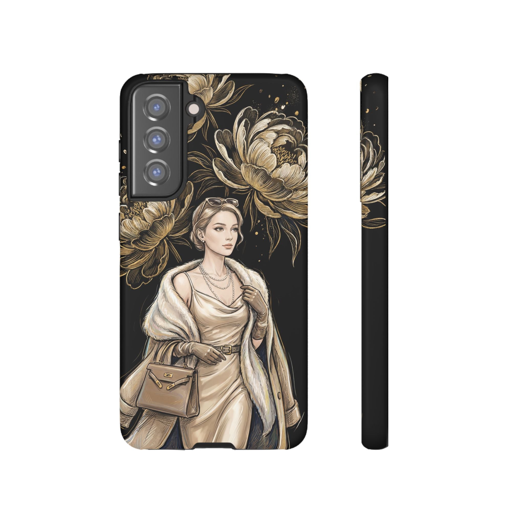 Elegant Vintage Lady Floral Samsung Galaxy Phone Case | Chic Protective Cover for Women