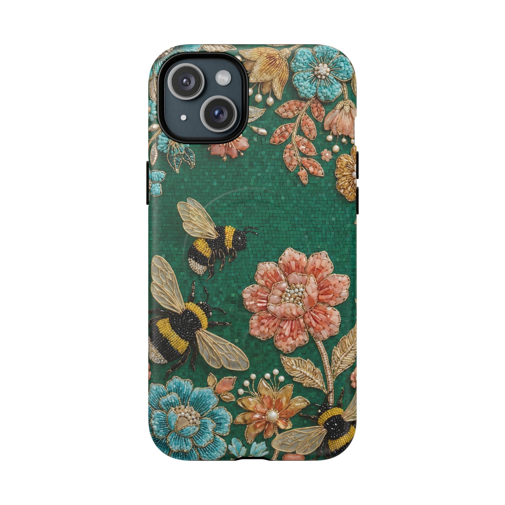 Floral Bumblebee Tough MagSafe iPhone Case | Protective Botanical Phone Cover