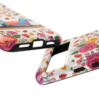 Autumn Floral Pilates Google Pixel Phone Case | Colorful Rainbow Pilates Cat on Falling Leaves