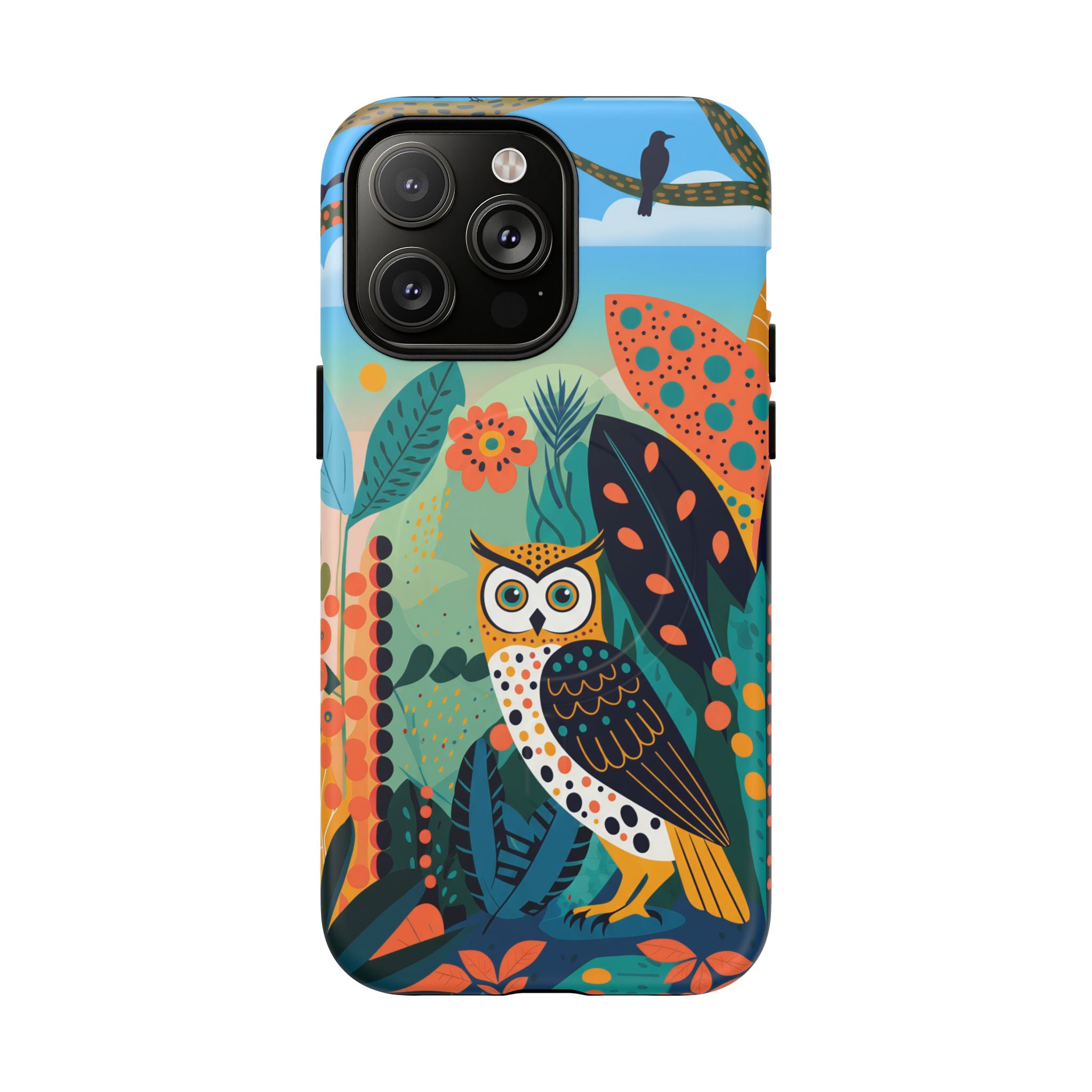 Botanical Forest Colourful Owl MagSafe iPhone Case