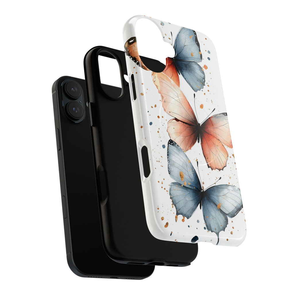Custodia MagSafe resistente per iPhone con motivo farfalla acquerello