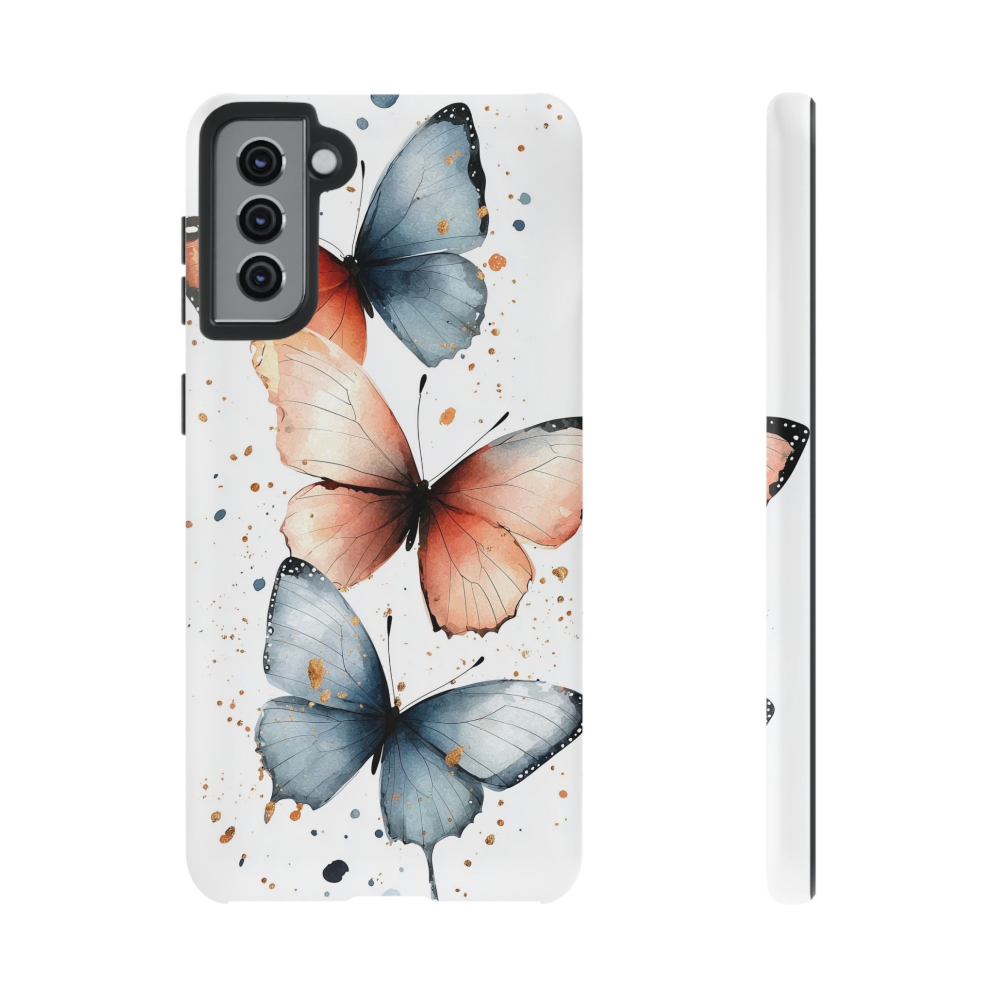 Watercolour Blue & Peach Butterfly Tough Samsung Galaxy Case