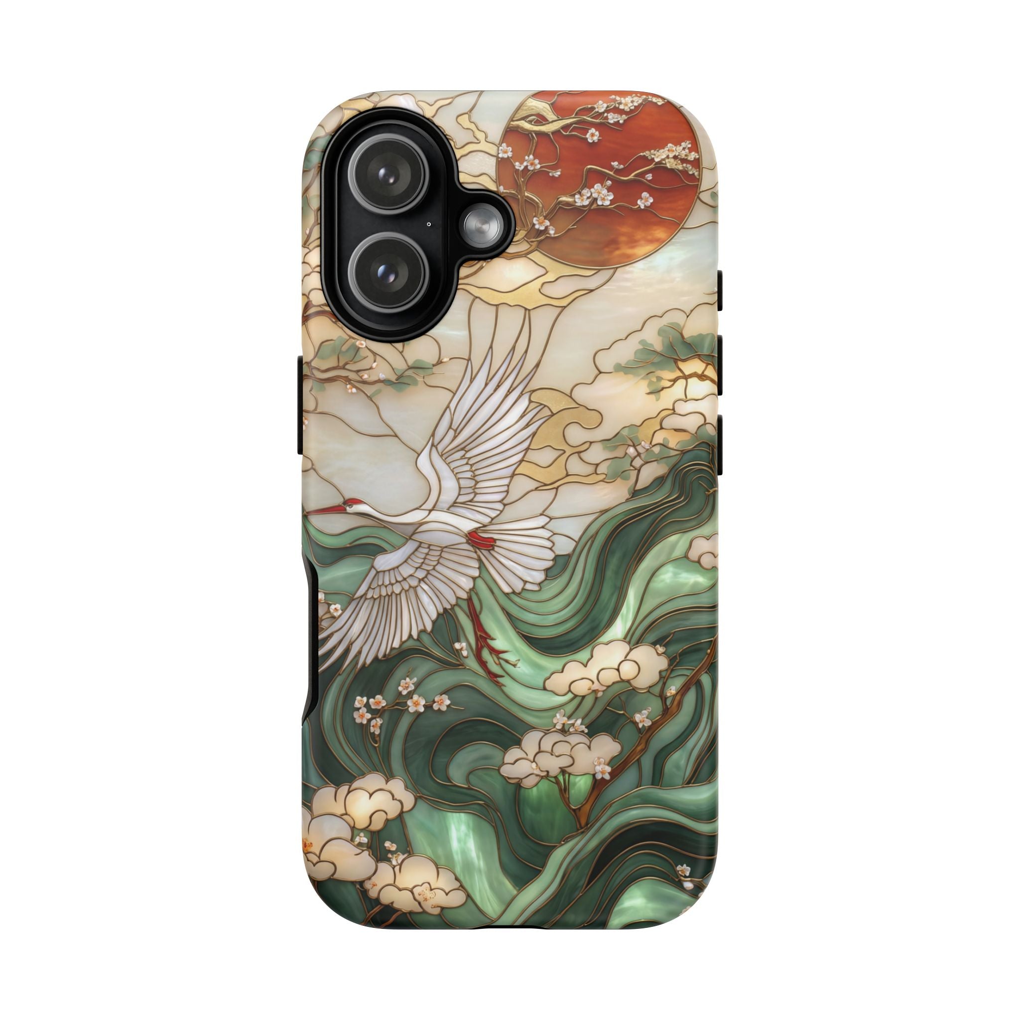 Cranes & Waves Protective iPhone Case | Japanese-Inspired Art Phone Cover