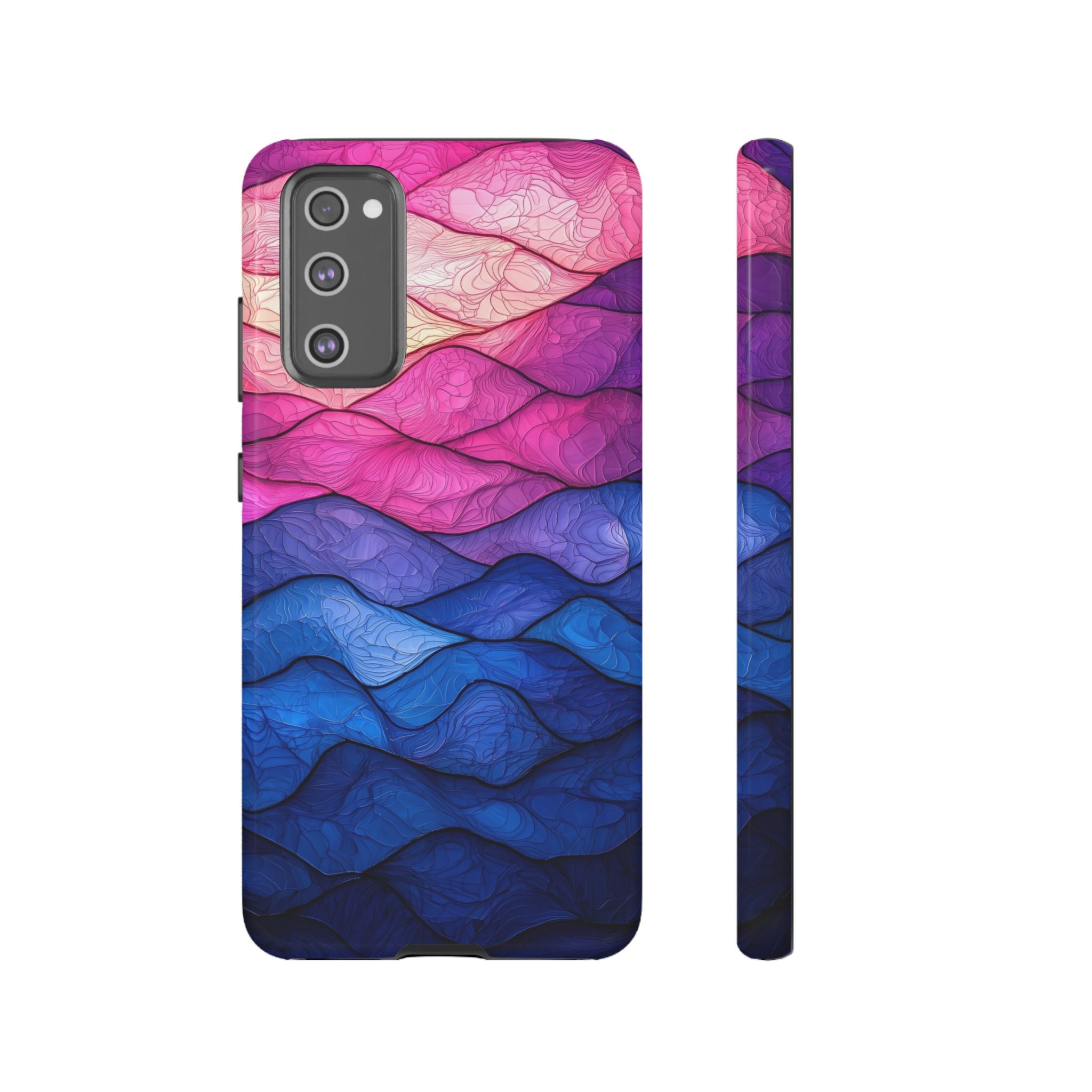 Abstract Ocean Waves Samsung Galaxy Case — Pink & Blue Gradient Tough Case