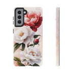 Custodia per Samsung Galaxy con motivo floreale Peony | Rosa bianca vintage