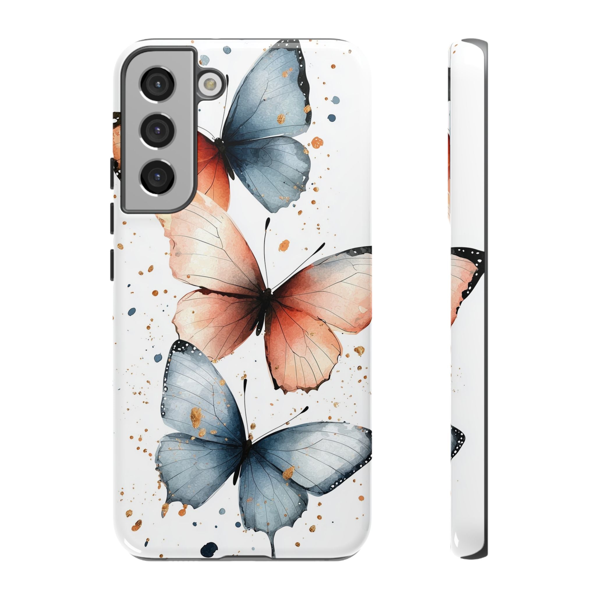 Watercolour Blue & Peach Butterfly Tough Samsung Galaxy Case
