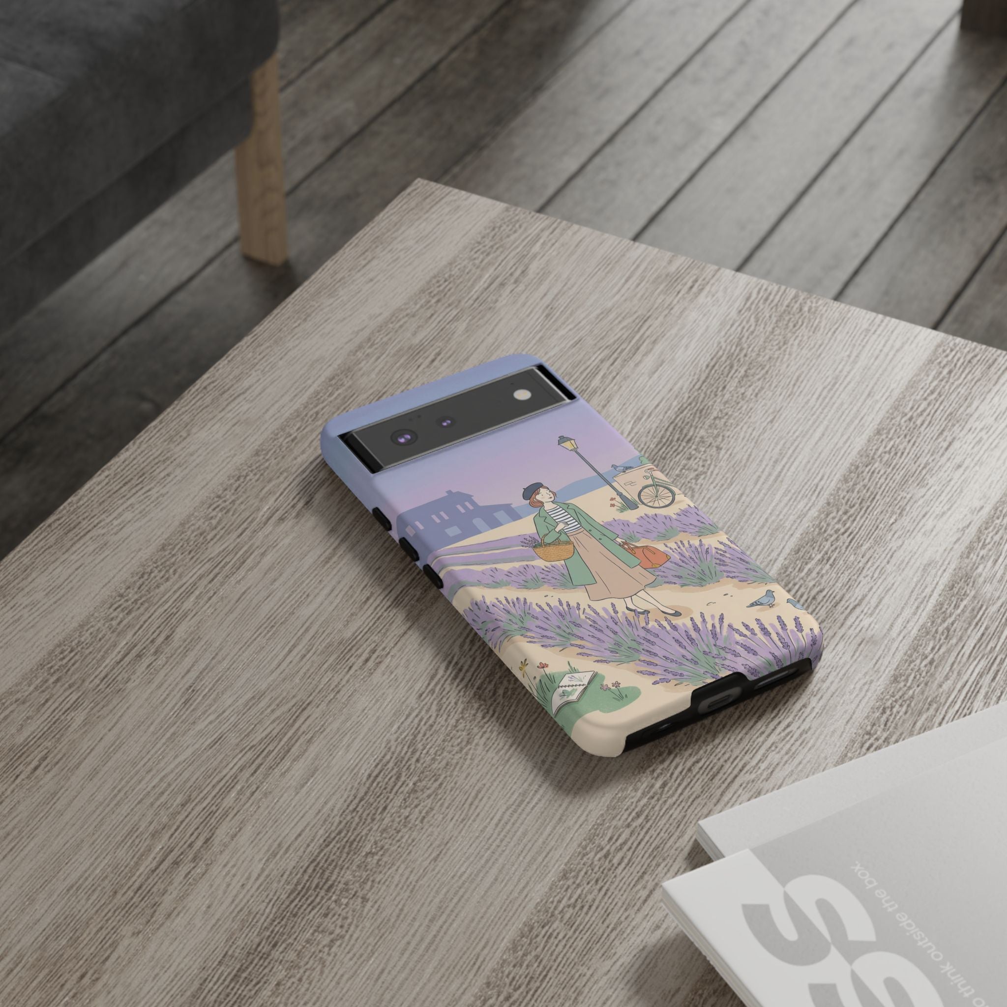 Lavender Field Google Pixel Phone Case | Vintage Travel Illustration Protective Case