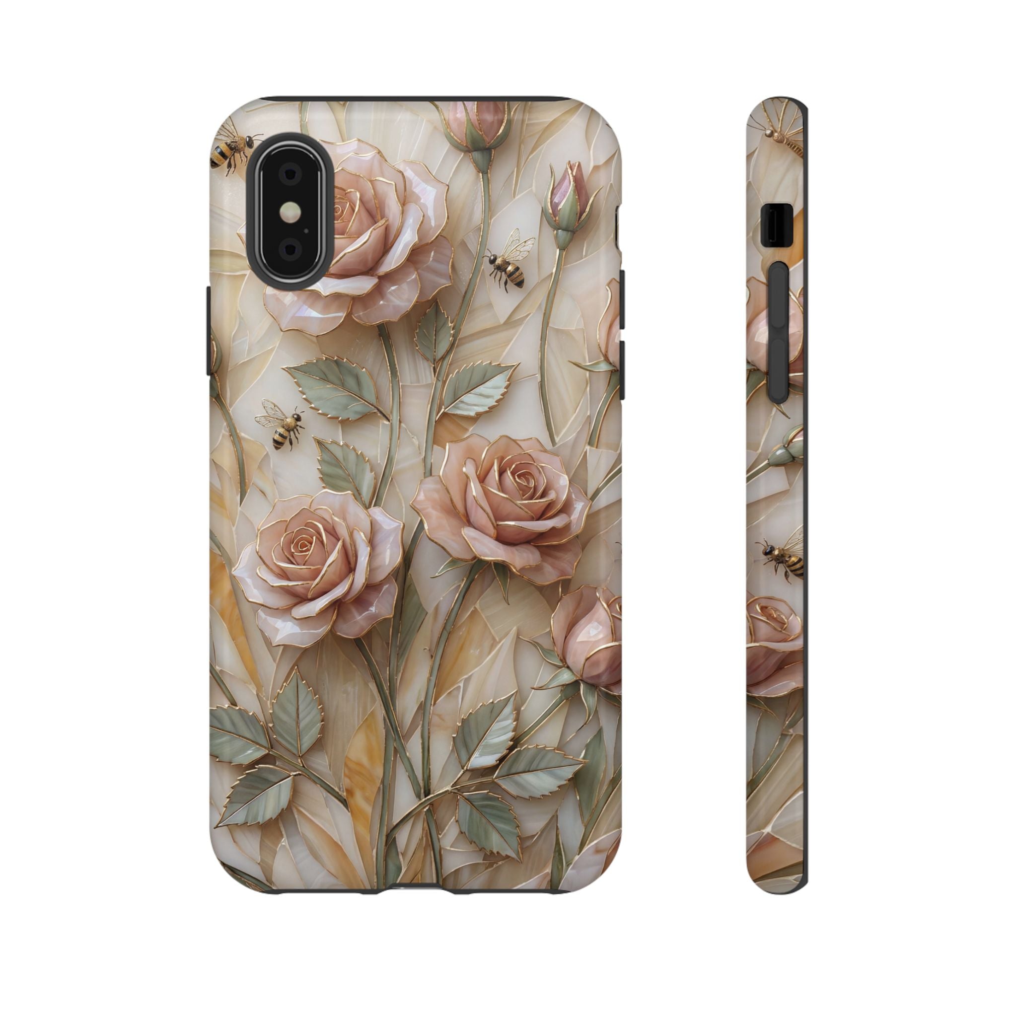 Vintage Blush Rose Floral Tough iPhone Protective Cover
